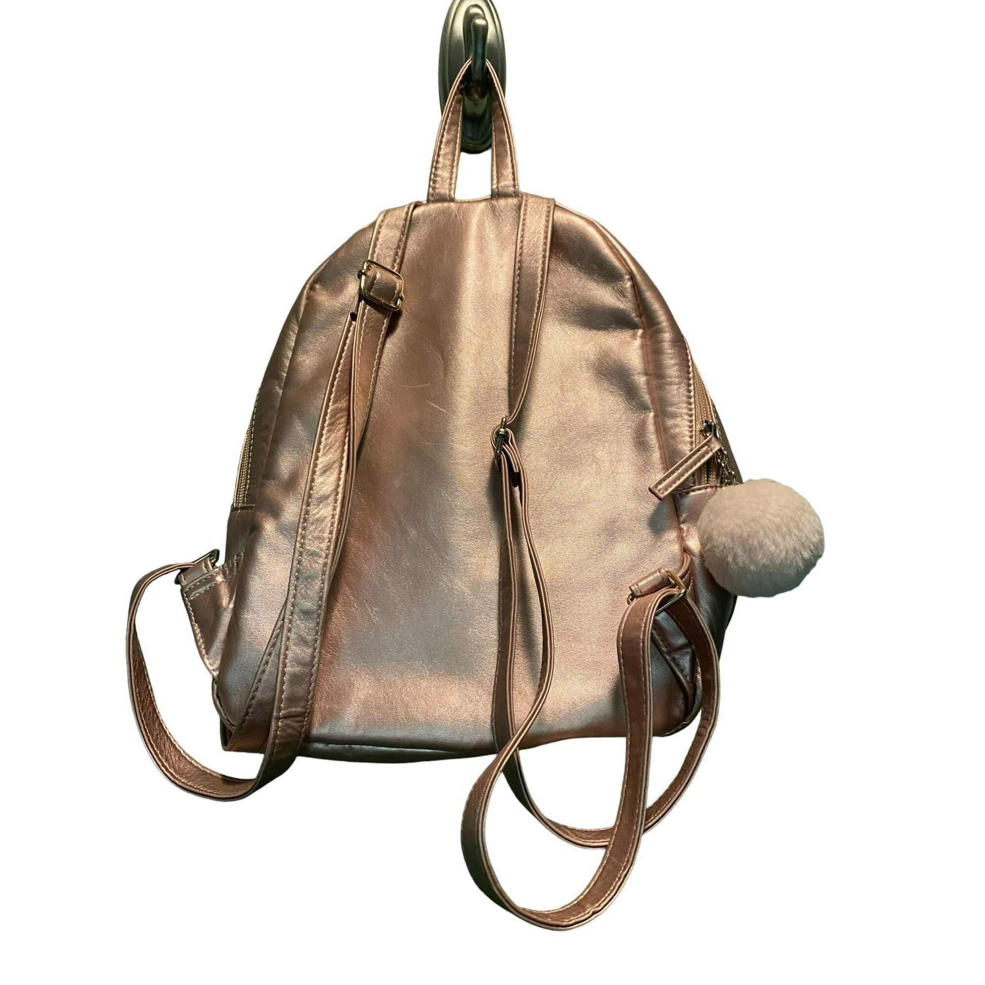 Guess Guess Quilted Metallic Pink Mini Backpack With Glitter Bunny Size ONE SIZE - 3 Thumbnail