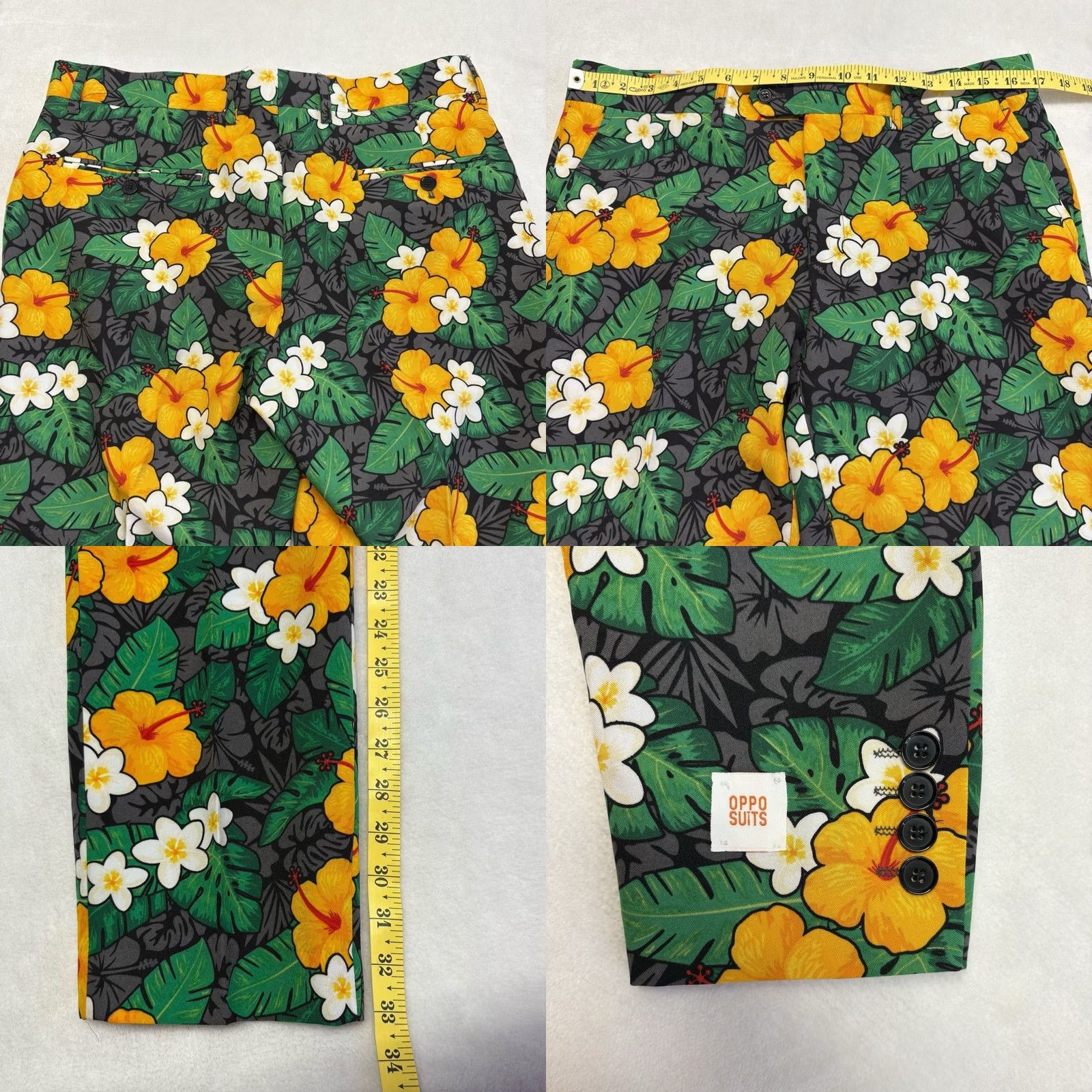 Vintage OppoSuits Tropical Treasure 2 Pc. Black Floral Suit Men’s Size 38 Size 38R - 10 Thumbnail