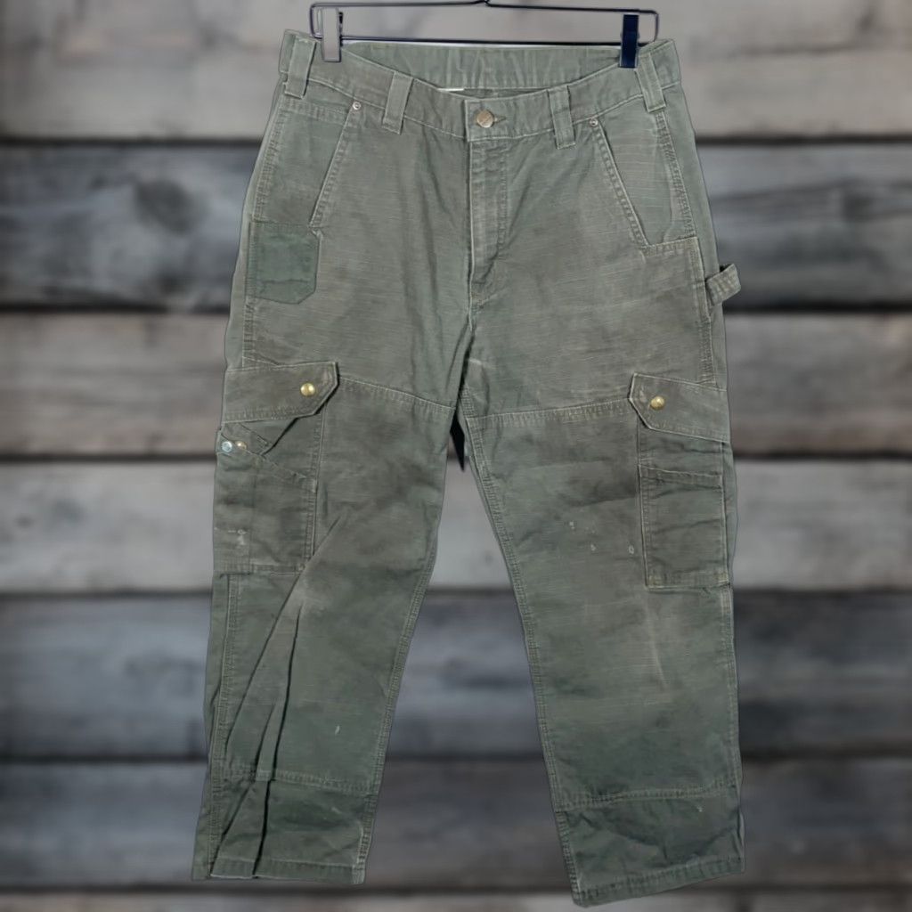 Carhartt Carhartt Pants Mens 32 x 26 Green Ripstop Cargo Distressed Double Front Workwear Casual Size US 32 / EU 48 - 1 Thumbnail