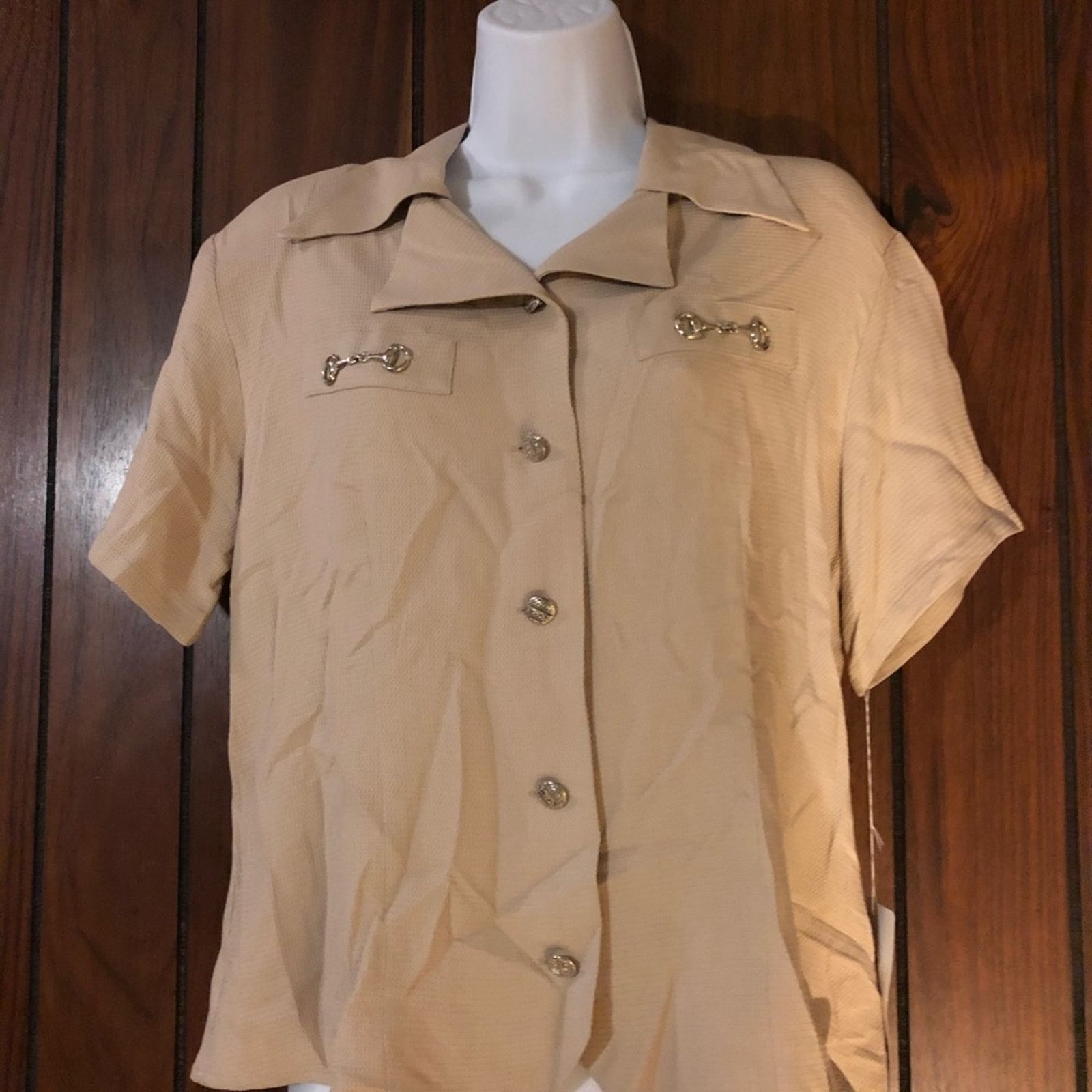 Other NWT K Arnold Career Silk Taffy Caramel Shirt Size M / US 6-8 / IT 42-44 - 3 Thumbnail