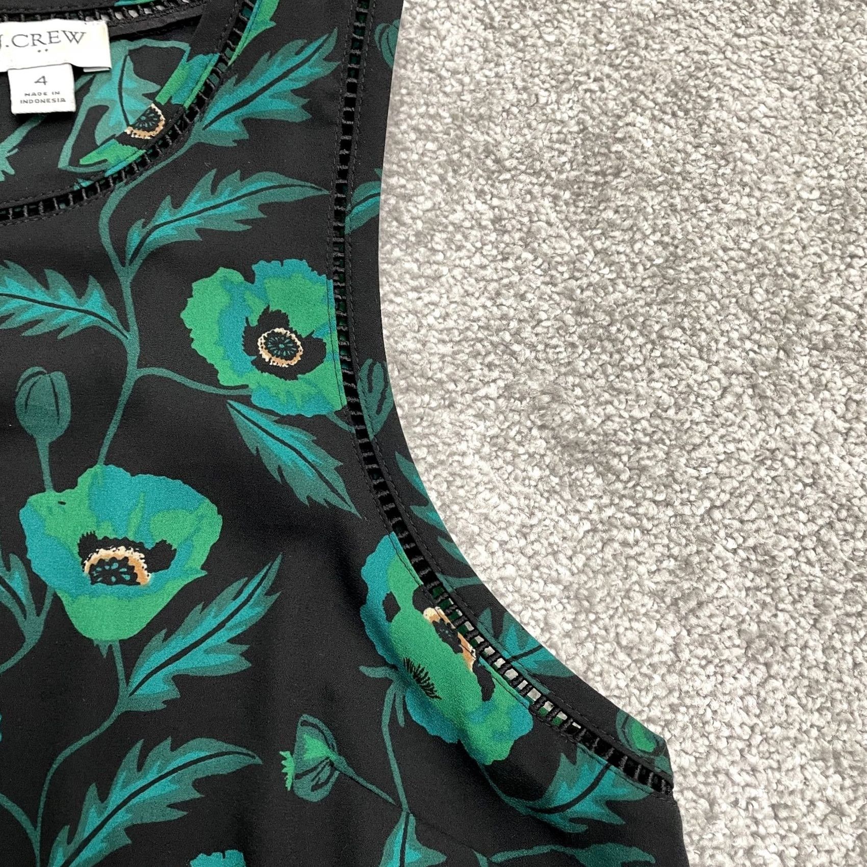 J.Crew VINTAGE J.CREW Halter Tank Top Blouse Womens 4 Black Green Floral Casual Summer Tropical Size S / US 4 / IT 40 - 5 Thumbnail