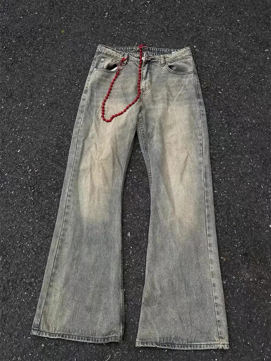 Japanese Brand Red Chain Yellow Clay Dye Aged Jeans Size US 32 / EU 48 - 1 Thumbnail