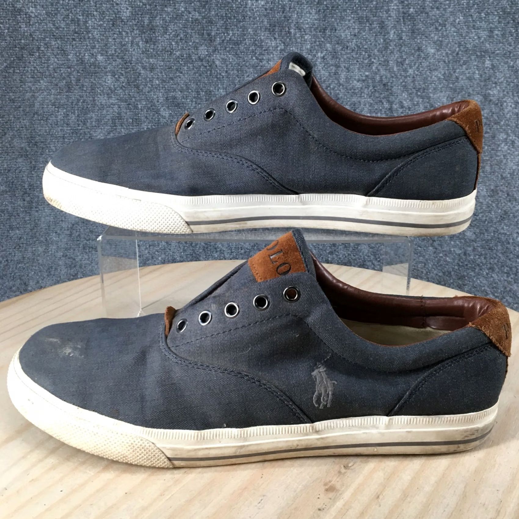 Ralph Lauren Polo Ralph Lauren Vaughn Chambray Herringbone Sneaker Shoes Mens 13D Blue Fabric Size US L / EU 52-54 / 3 - 2 Thumbnail