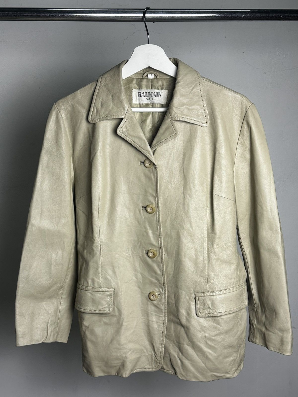 Balmain 80’s Balmain Leather Sheepskin Coat Jacket Size US M / EU 48-50 / 2 - 12 Thumbnail