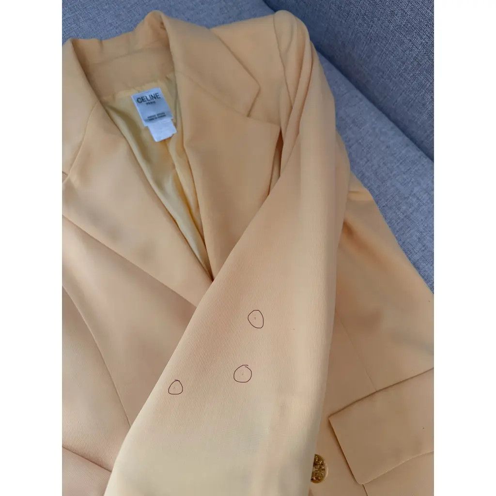 Celine Vintage Women's Celine Paris Blazer Pastel Yellow Size FR40 Size M / US 6-8 / IT 42-44 - 7 Thumbnail