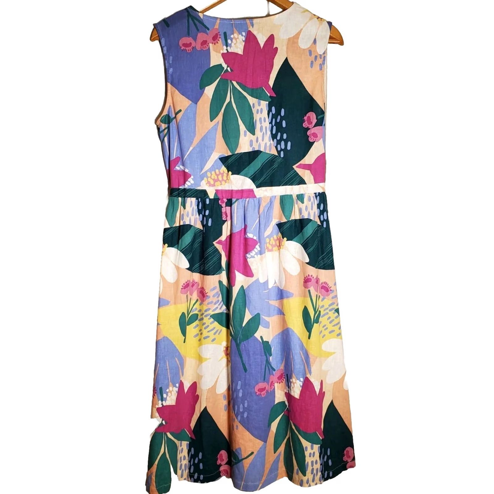 Vintage Princess Highway Floral Linen Blend Dress PGFQ384 Women's Size 12 NWT Size XL / US 12-14 / IT 48-50 - 2 Thumbnail