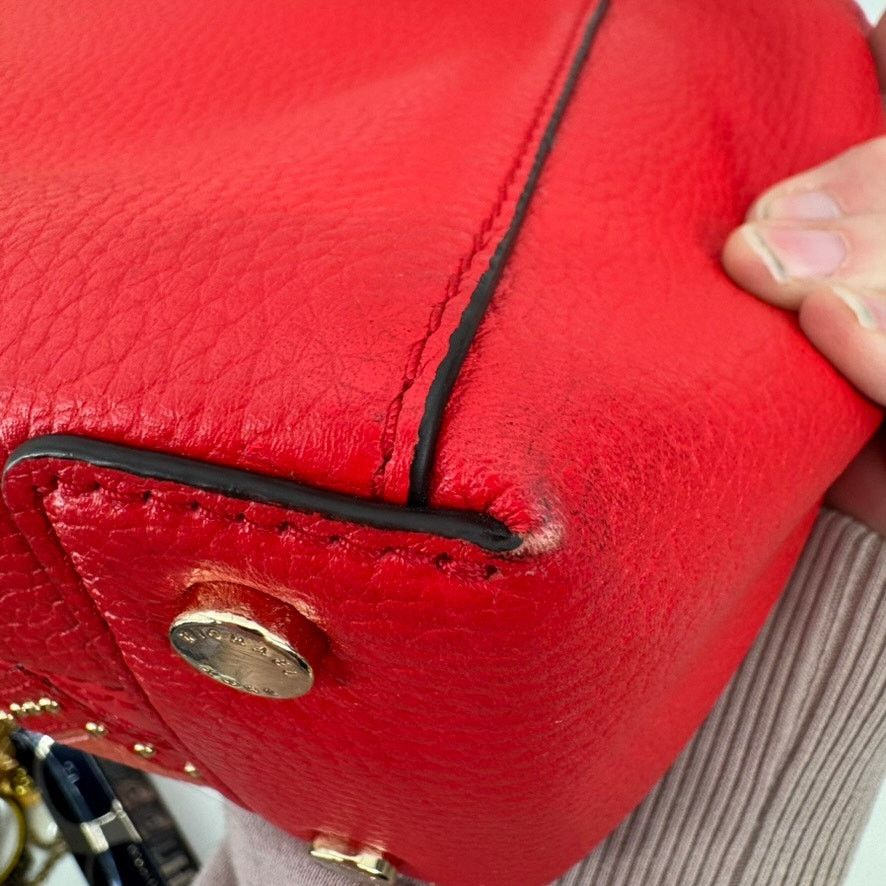 Michael Kors Michael Kors Riley Red Studded Leather Satchel MK Charm Bag Size ONE SIZE - 15 Thumbnail