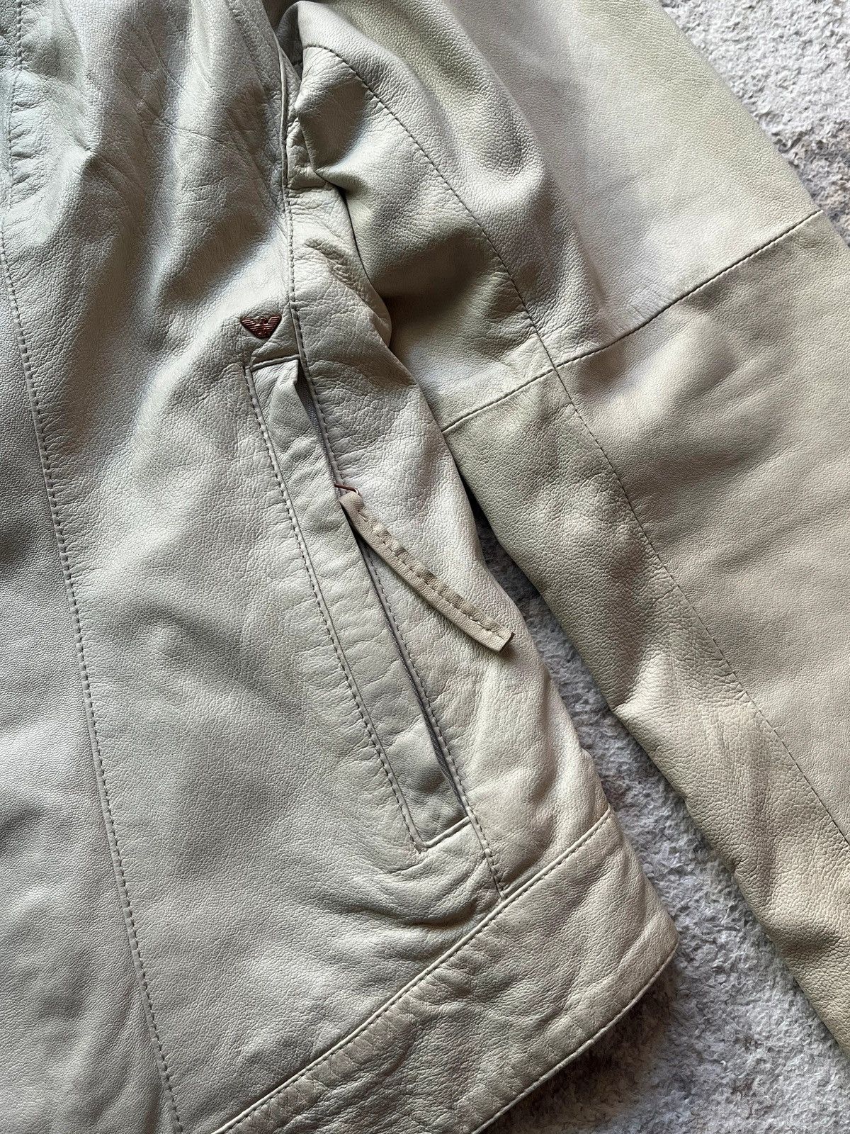 Armani Armani Jeans Leather Jacket Sz L Measured Size L / US 10 / IT 46 - 6 Thumbnail