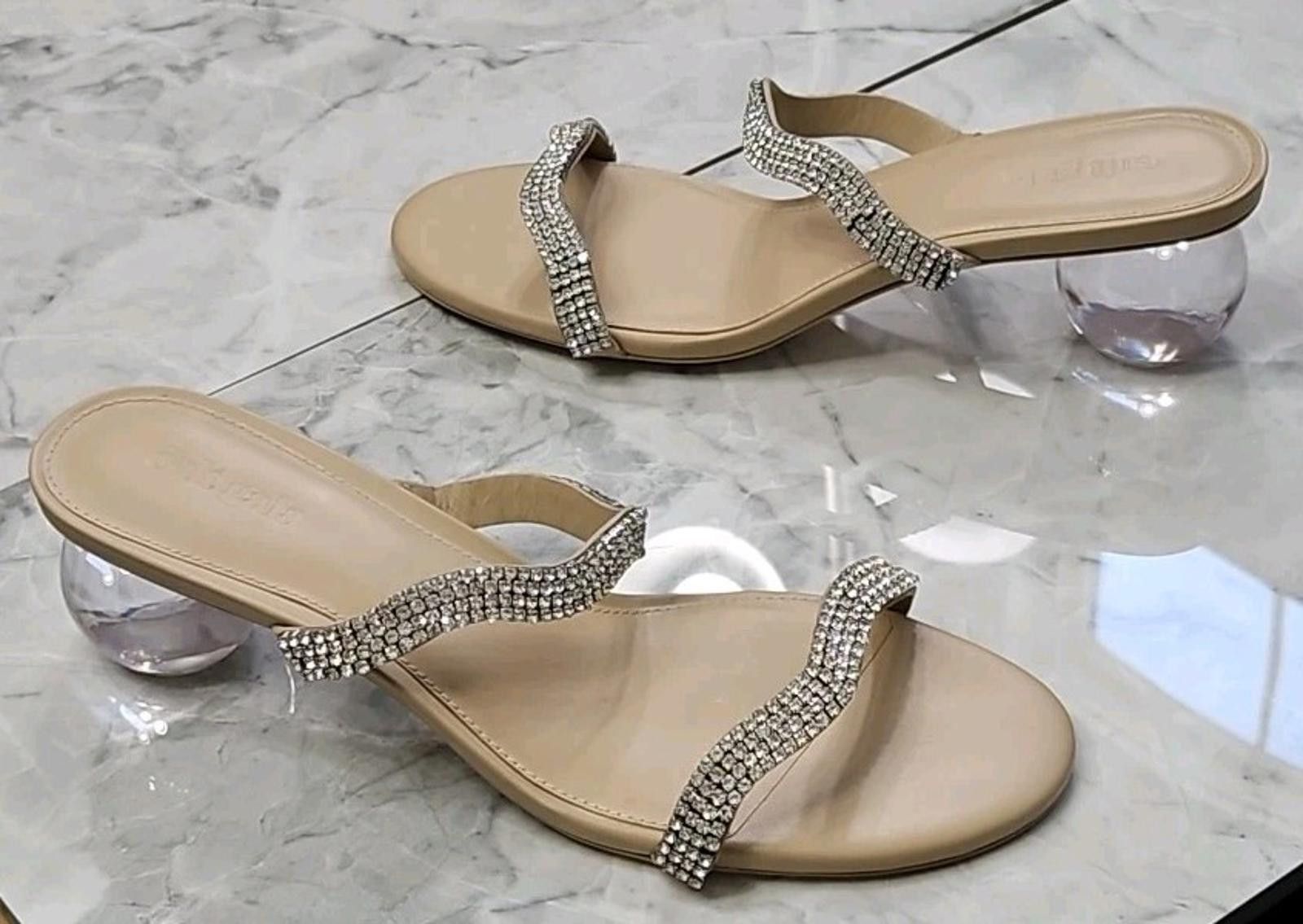 Designer Cult Gaia Aubrey Bauble Mules Heels Slides Womens Shoes 38 8 in Silver