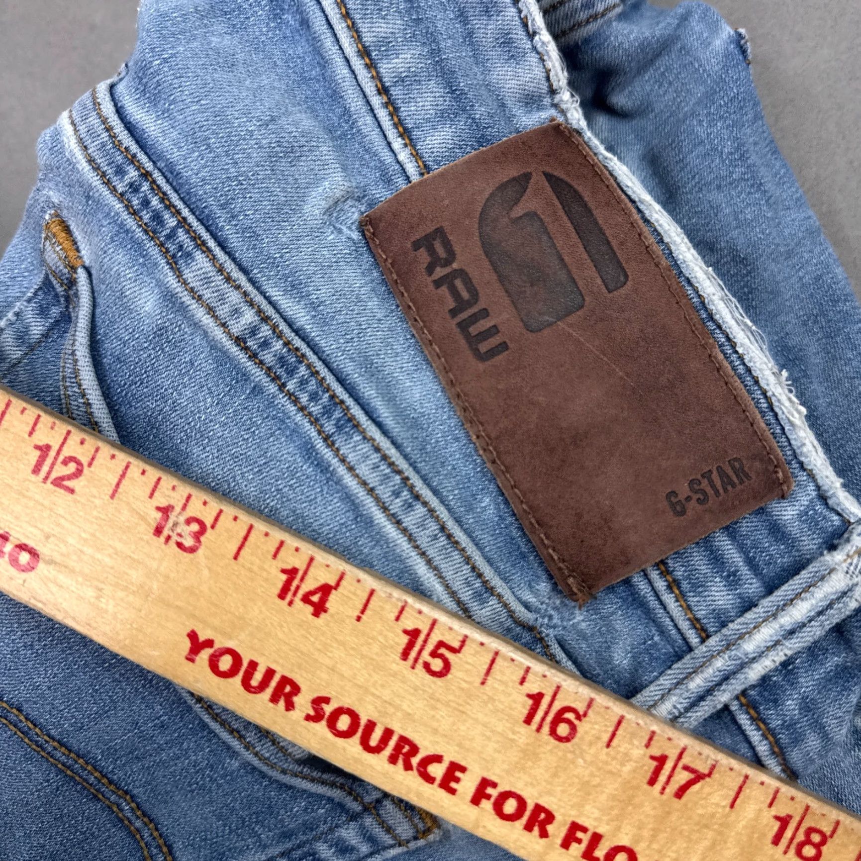G-Star G Star Raw Jeans Mens 30x32 Blue 3301 Relaxed Button Fly Faded Pants Repaired Jeans Size US 30 / EU 46 - 7 Thumbnail