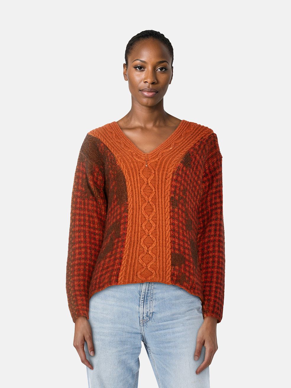 Etro Orange Wool Knit V-Neck Jumper Size S / US 4 / IT 40 - 1 Thumbnail