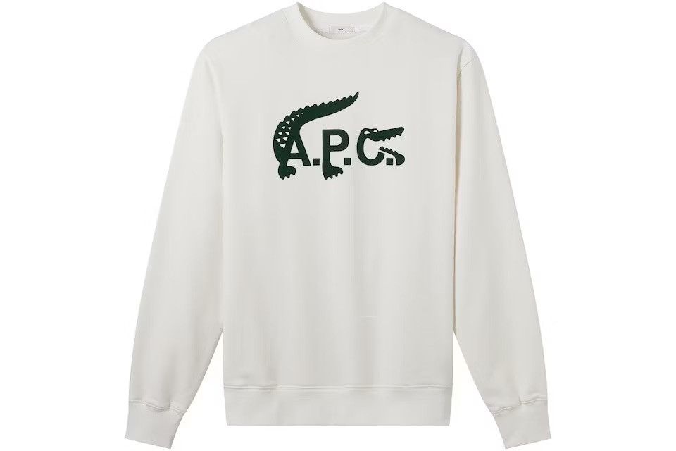 image of A P C x Lacoste Sweatshirt Ecru in White, Men's (Size XL)