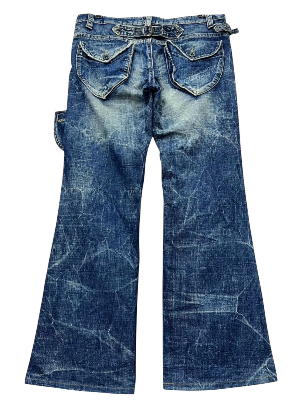 Japanese Brand × Vintage FYE🔥Vintage PINBALL Mudmax Acid Wash Denim Wide Leg FLARE💥 Size US 34 / EU 50 - 2 Thumbnail