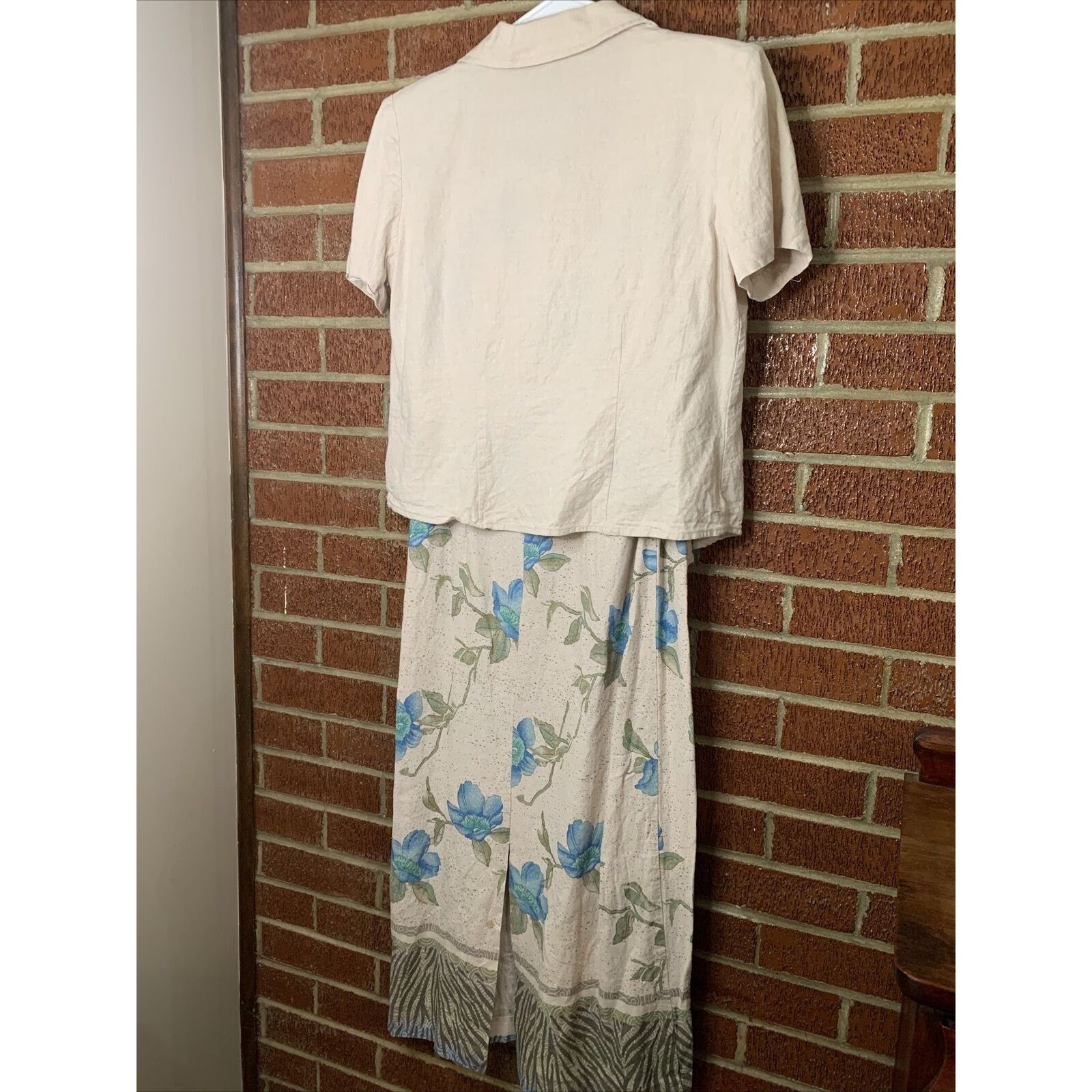 Other Liz Baker Women’s Dress Set Linen Floral Tropical 10 Petite Size L / US 10 / IT 46 - 5 Thumbnail