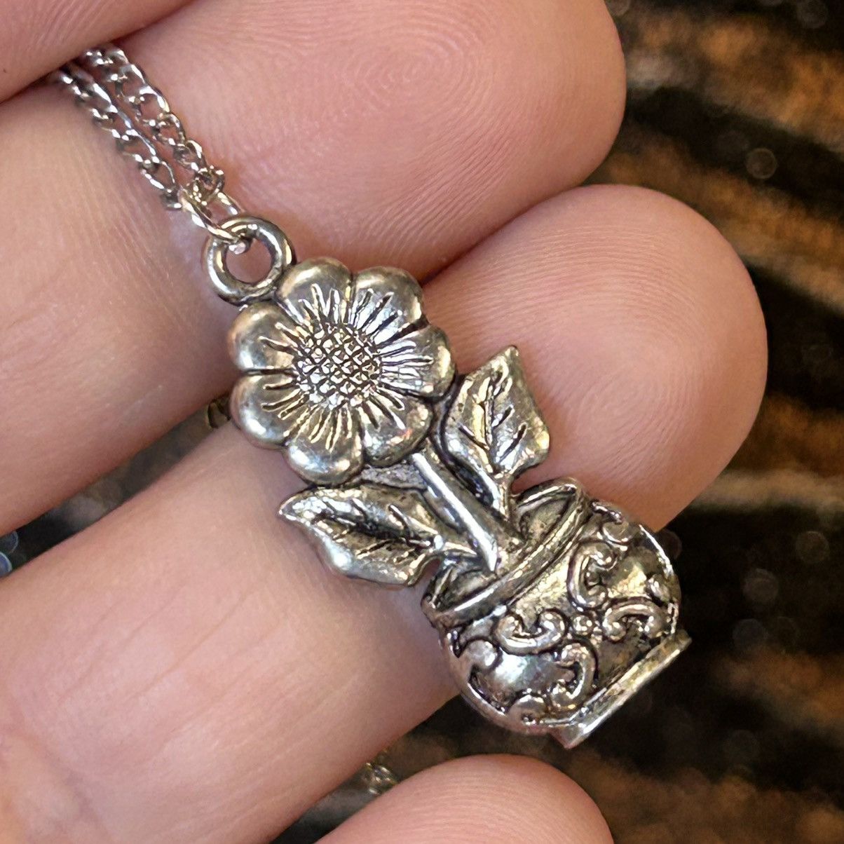 Handmade Handcrafted potted flower pendant on chain necklace Size ONE SIZE - 5 Thumbnail