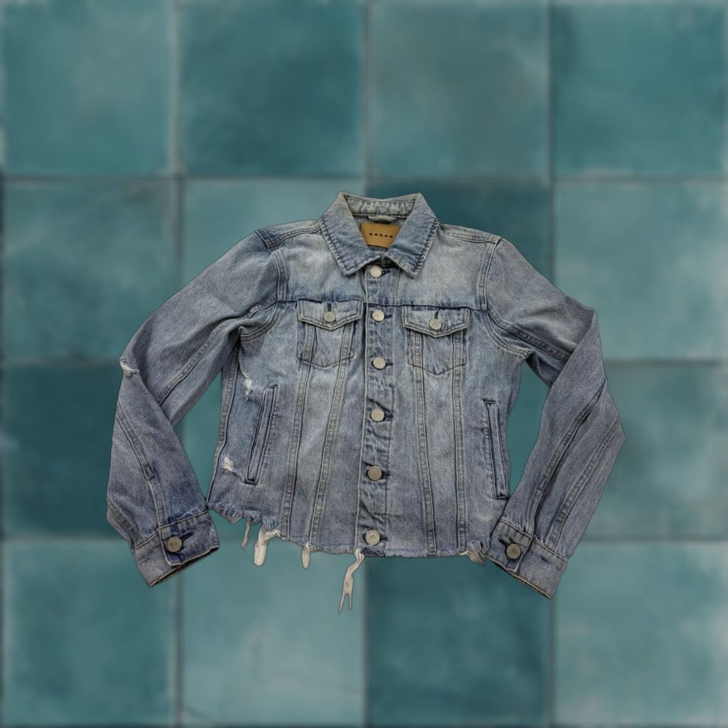 Vintage BLANKNYC Denim Jacket Womens Small Blue Distressed Raw Hem Cropped Button Front Size S / US 4 / IT 40 - 1 Thumbnail