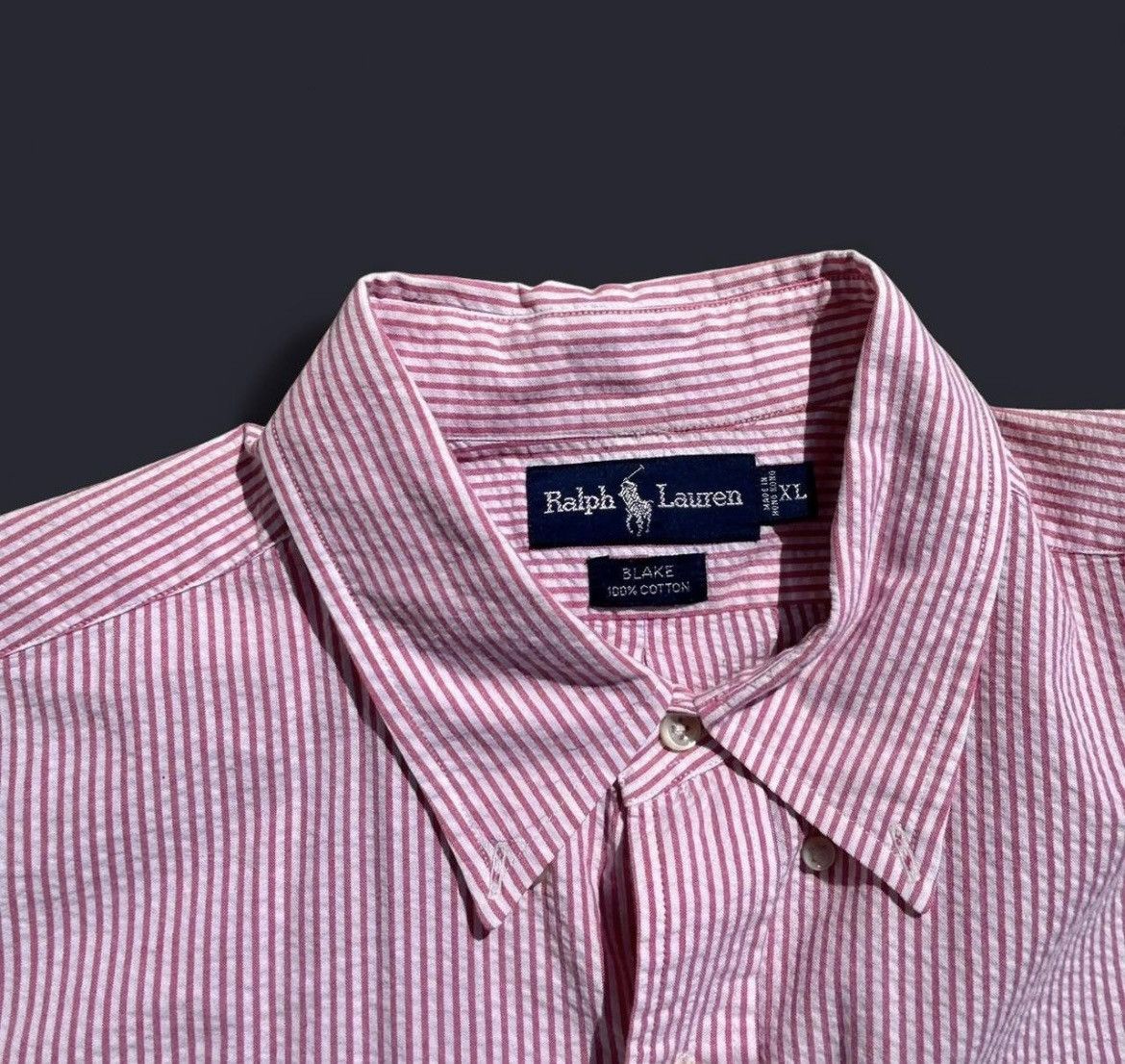 Polo Ralph Lauren × Ralph Lauren × Vintage White & Pink Striped Ralph Lauren Polo Navy Pony Men’s XL Size US XL / EU 56 / 4 - 4 Thumbnail
