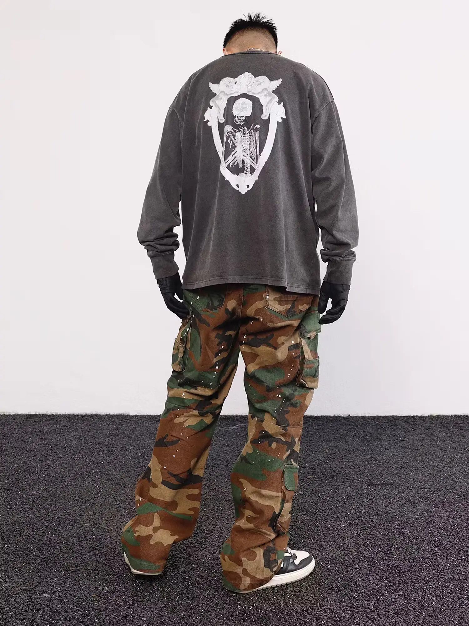 image of Vintage Skate Hiphop Paint Cargo Pants in Camo, Men's (Size 32)