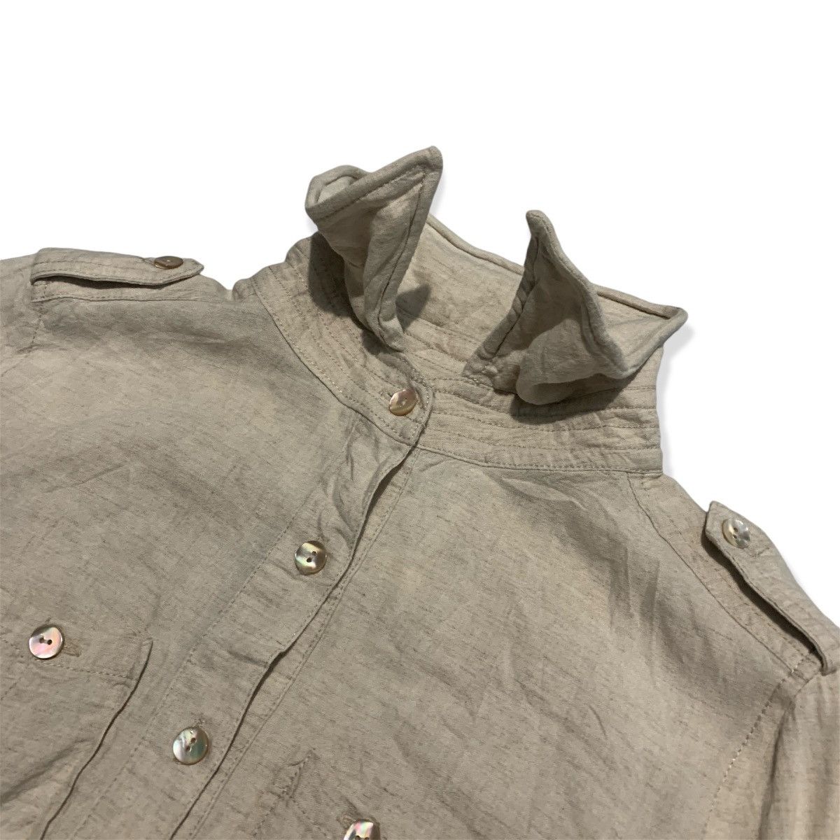 Designer G.O.A Safari Raw Hem Linen Rayon Shirt Size M / US 6-8 / IT 42-44 - 6 Thumbnail