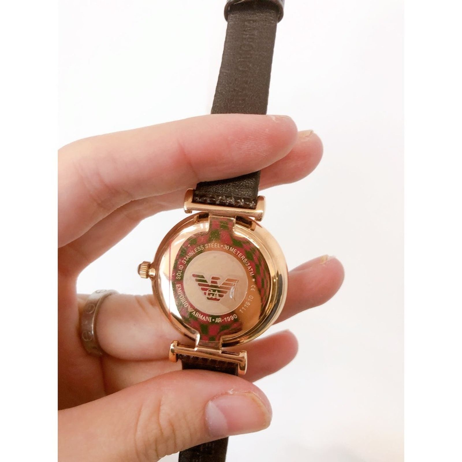 Emporio Armani Emporio Armani AR1990 Women's Two-Hand Brown Leather Watch Size ONE SIZE - 5 Thumbnail