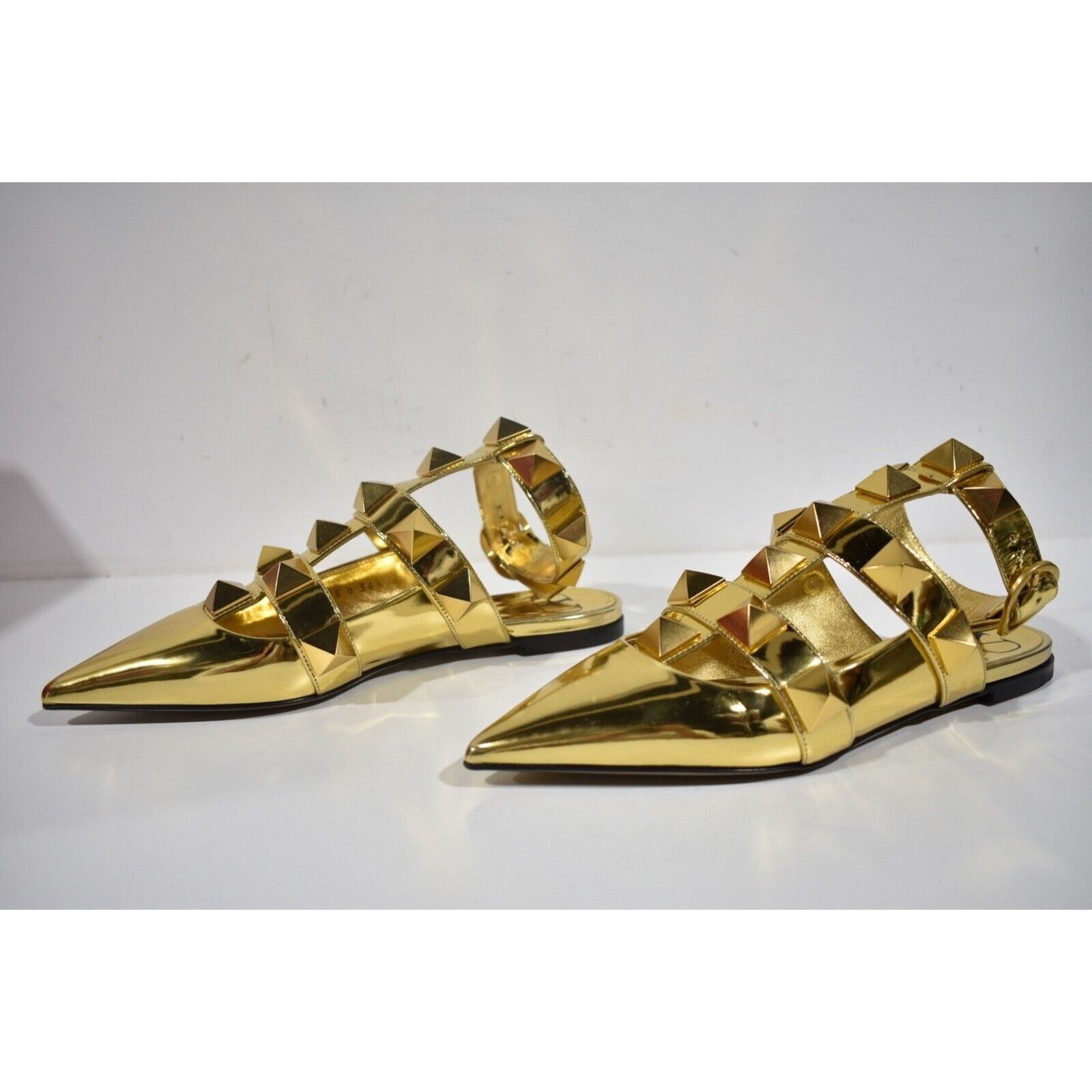 Valentino Rockstud Pyramid Pointed Ankle Strap Ballerina Flat 36.5 Size US 6.5 / IT 36.5 - 9 Thumbnail