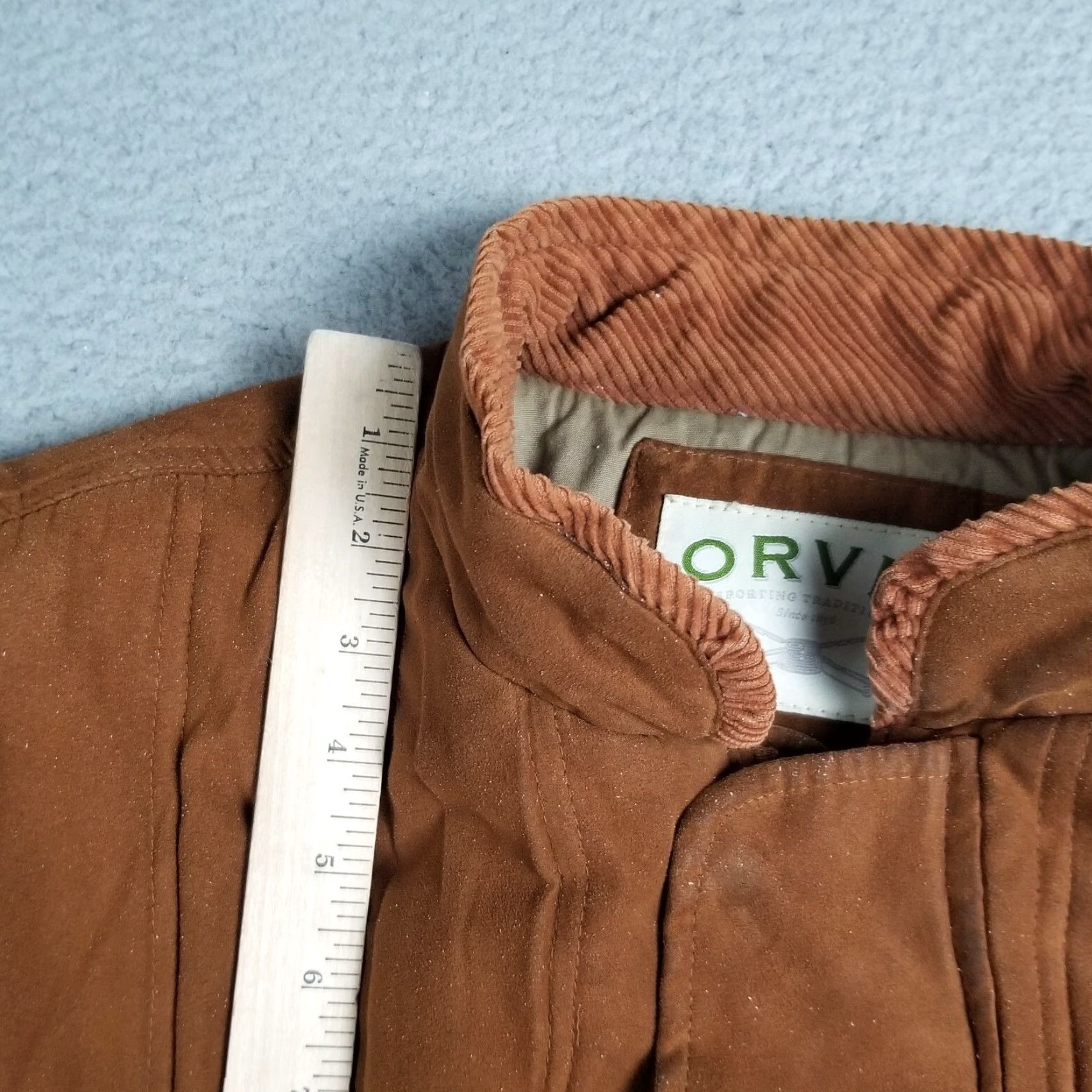 Orvis Orvis Vest Faux Suede Polyester Men XL Corduroy Trim Fishing Hunting Jacket Size US XL / EU 56 / 4 - 3 Thumbnail