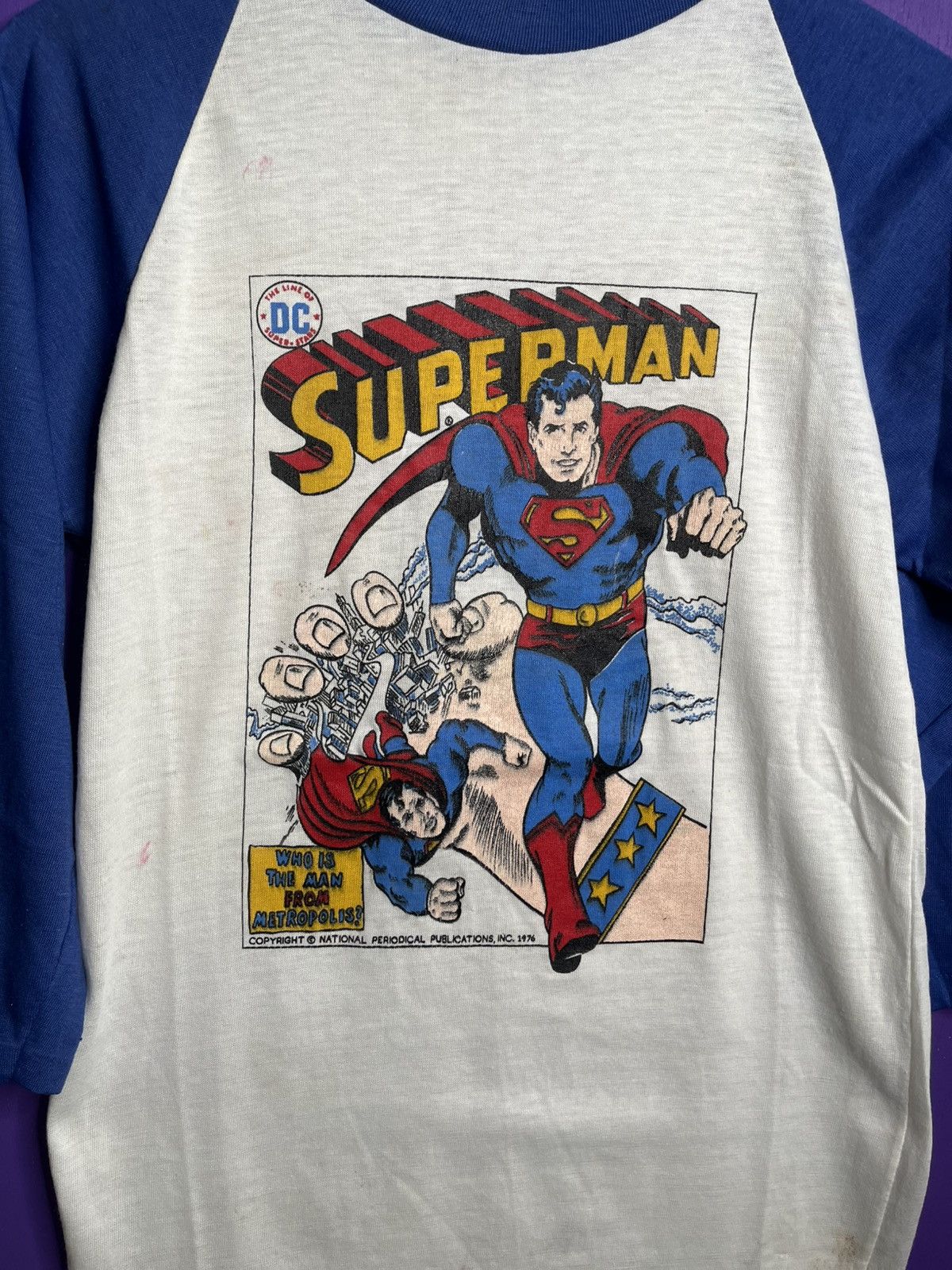 DC Comics × Vintage Vintage 1976 Dc comics Superman raglan t-shirt Size US M / EU 48-50 / 2 - 3 Thumbnail