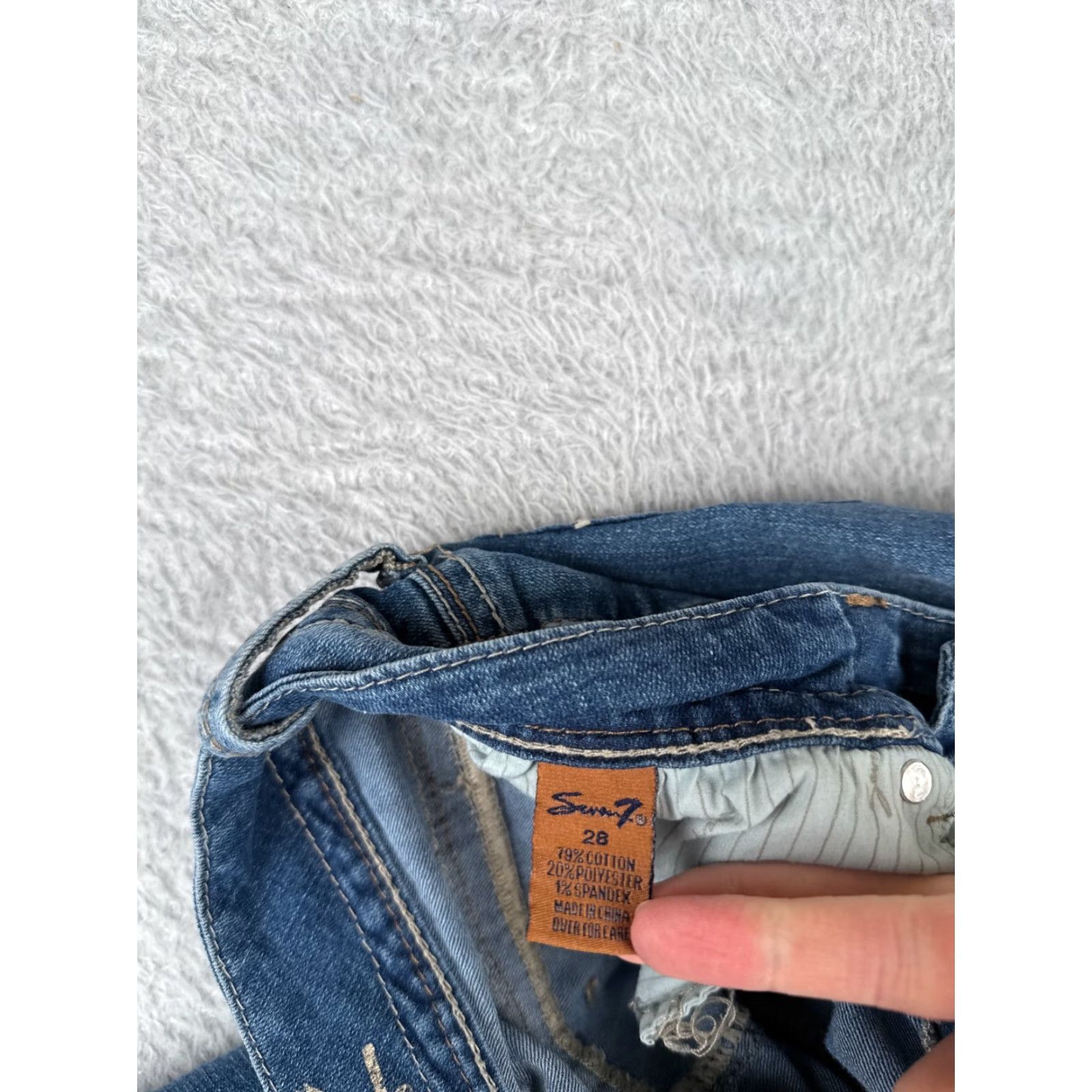 Vintage Seven7 Women Jeans 28 Blue Denim Skinny Slit Hem Mid Rise 28x29 Size 28" / US 6 / IT 42 - 7 Thumbnail