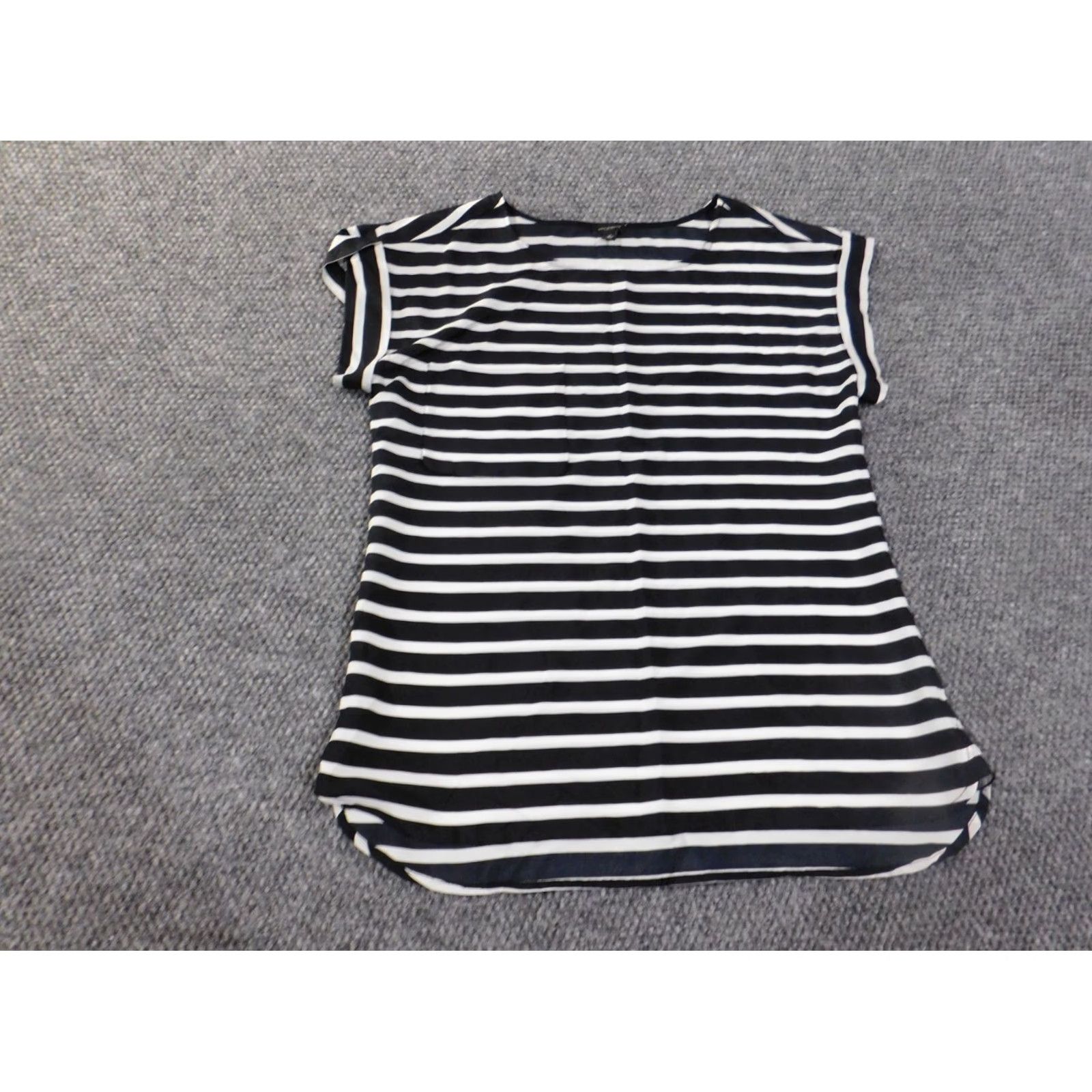 Vintage Ann Taylor top M black striped woven pullover blouse womens Polyester Size M / US 6-8 / IT 42-44 - 3 Thumbnail