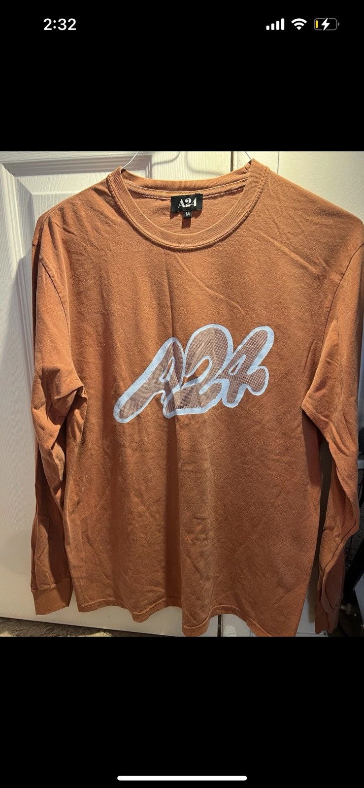 A24 M - A24 Bitmap Logo Long Sleeve Tee Orange T shirt Cotton Size US M / EU 48-50 / 2 - 2 Thumbnail