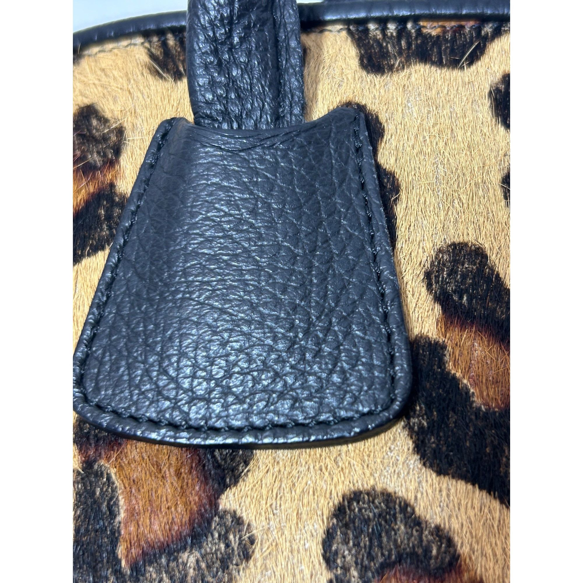 Other Claudia Firenze Leopard Print Calf Hair Black Leather Tote V Size ONE SIZE - 10 Thumbnail