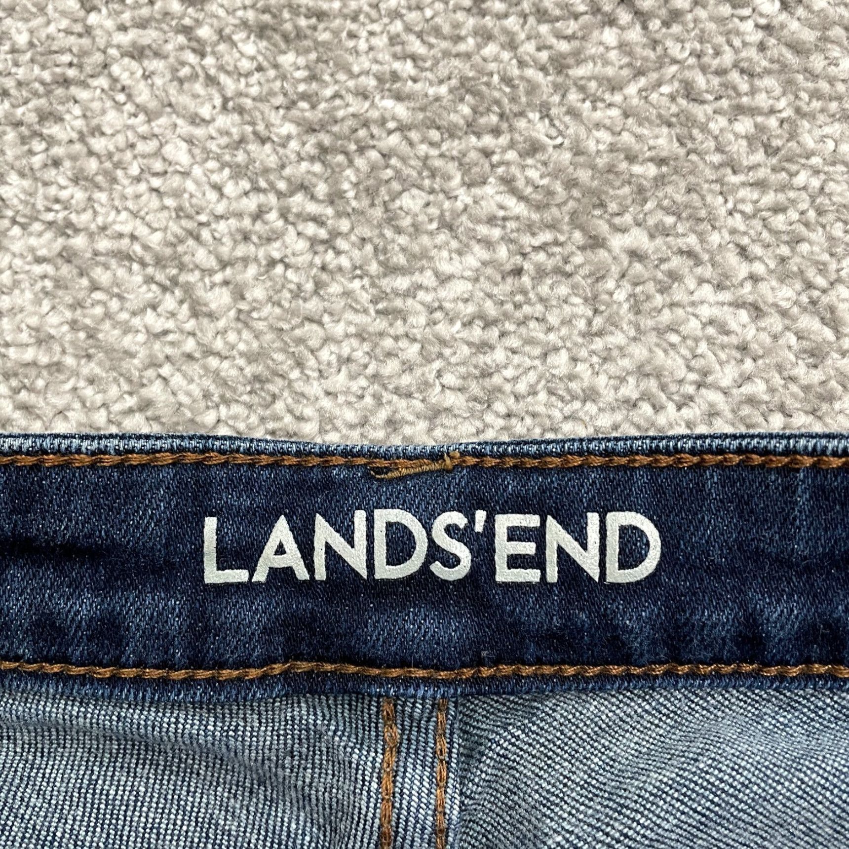 Lands' End Lands' End Jeans Womens 4 Mid Rise Straight Denim 28x29.5 Blue Dark Wash Cotton 5-Pocket Classic Size 27" / US 4 / IT 40 - 6 Thumbnail