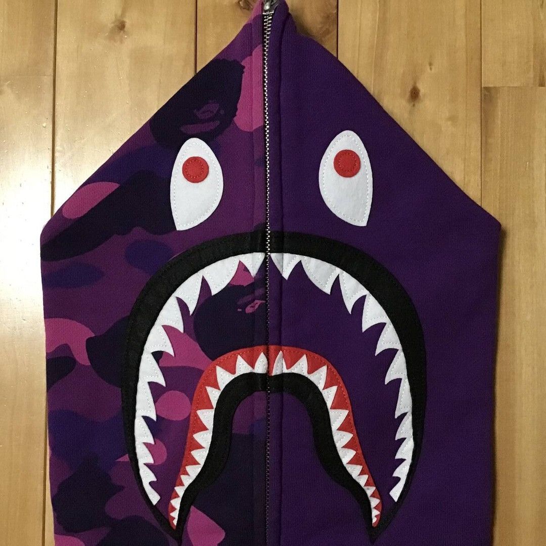 Bape BAPE Purple camo shark full zip hoodie a bathing ape Size US XL / EU 56 / 4 - 3 Thumbnail