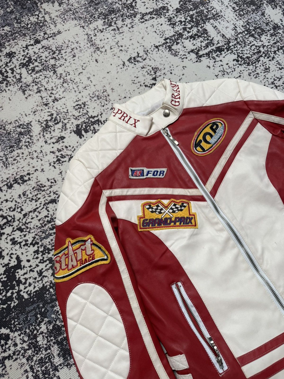 Vintage Vintage leather Racing Jacket Fortunate red white Womens S Size US S / EU 44-46 / 1 - 3 Thumbnail