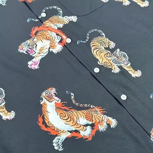 VIBE Hawaiian Aloha Shirt Animal Tiger Stripe Printed Size US XL / EU 56 / 4 - 5 Thumbnail