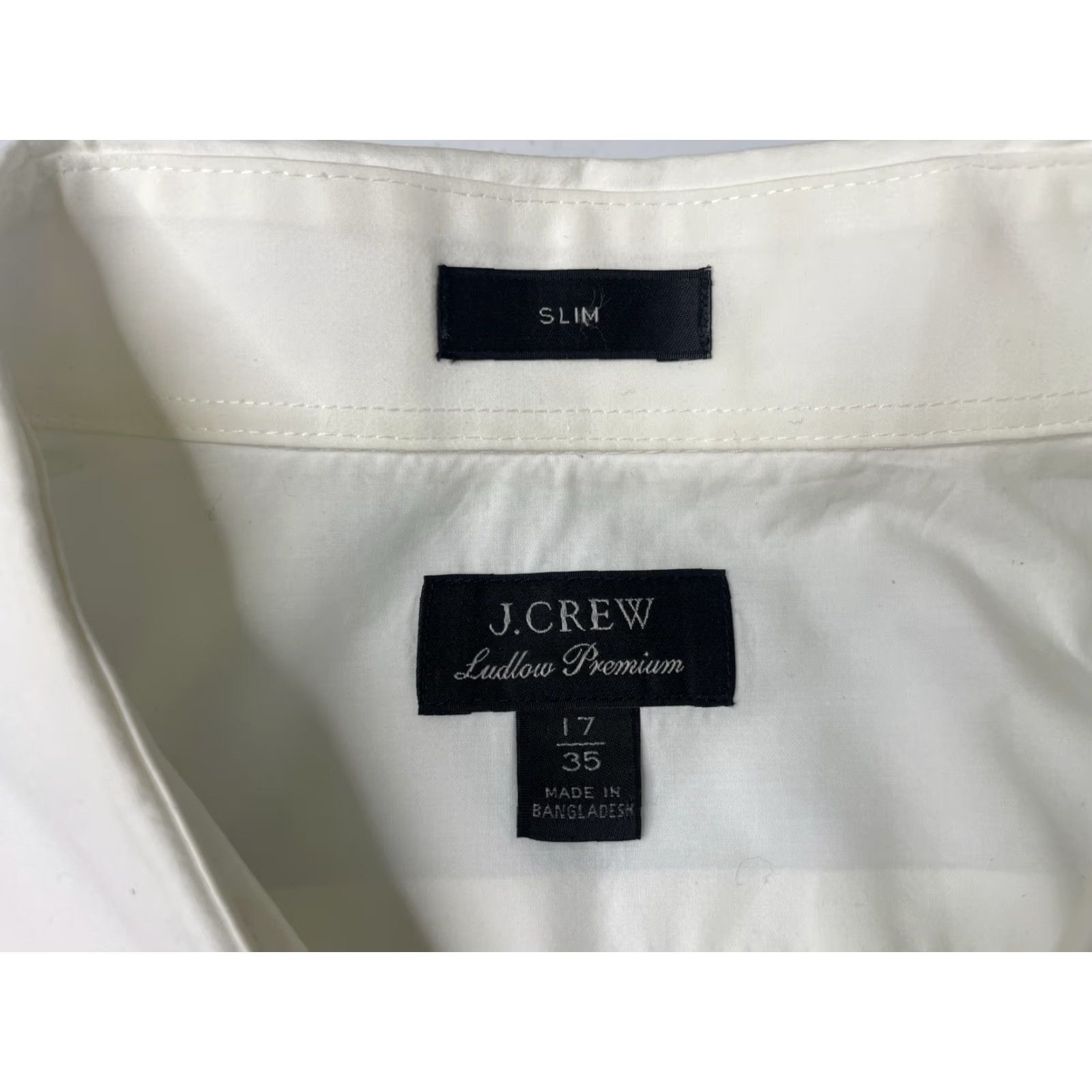J.Crew J.CREW Ludlow Dress Shirt Mens 17/35 White Button Up Regular Collar Point Barrel Cuff Size 46R - 3 Thumbnail