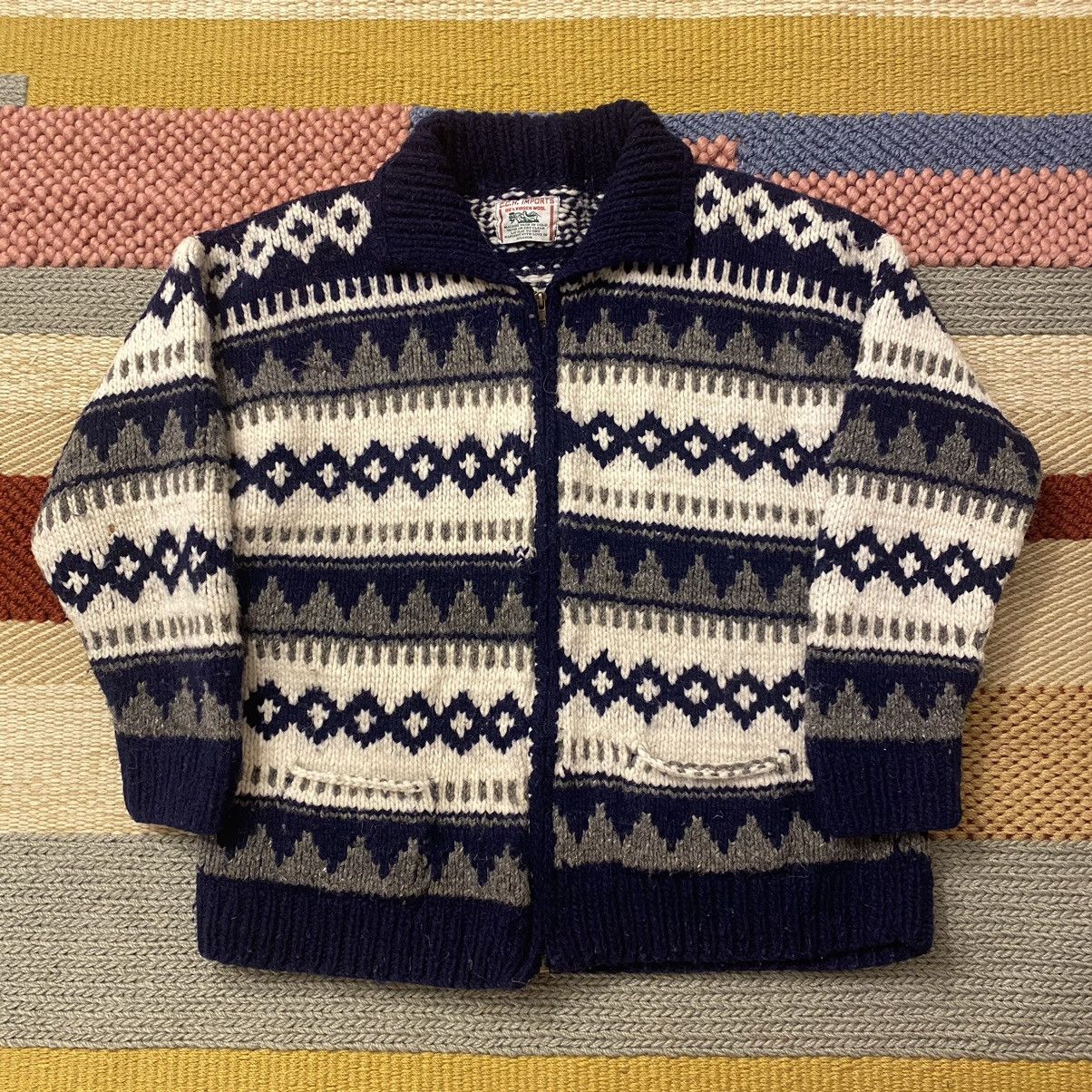 60s Cowichan Hand Knit Wool Sweater Large
