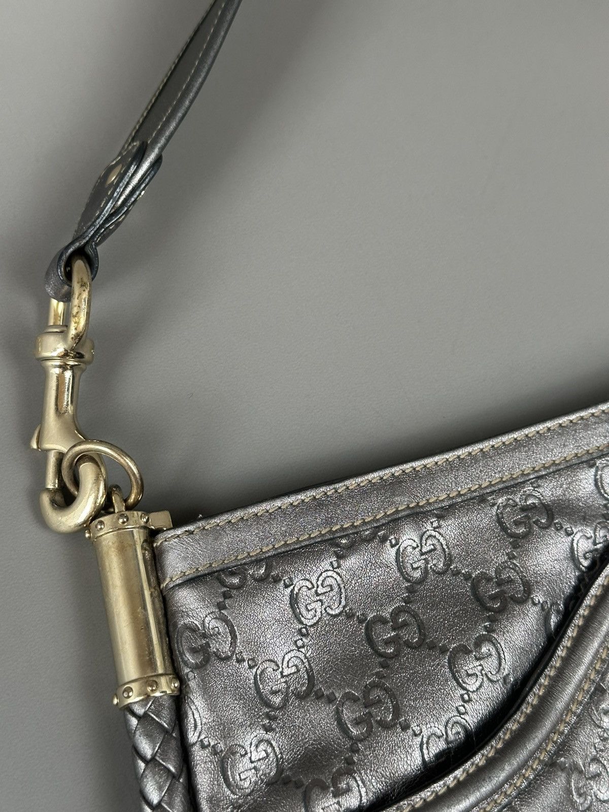 Gucci Gucci - Britt Metallic Silver - Guccissima Shoulder Bag Size ONE SIZE - 6 Thumbnail