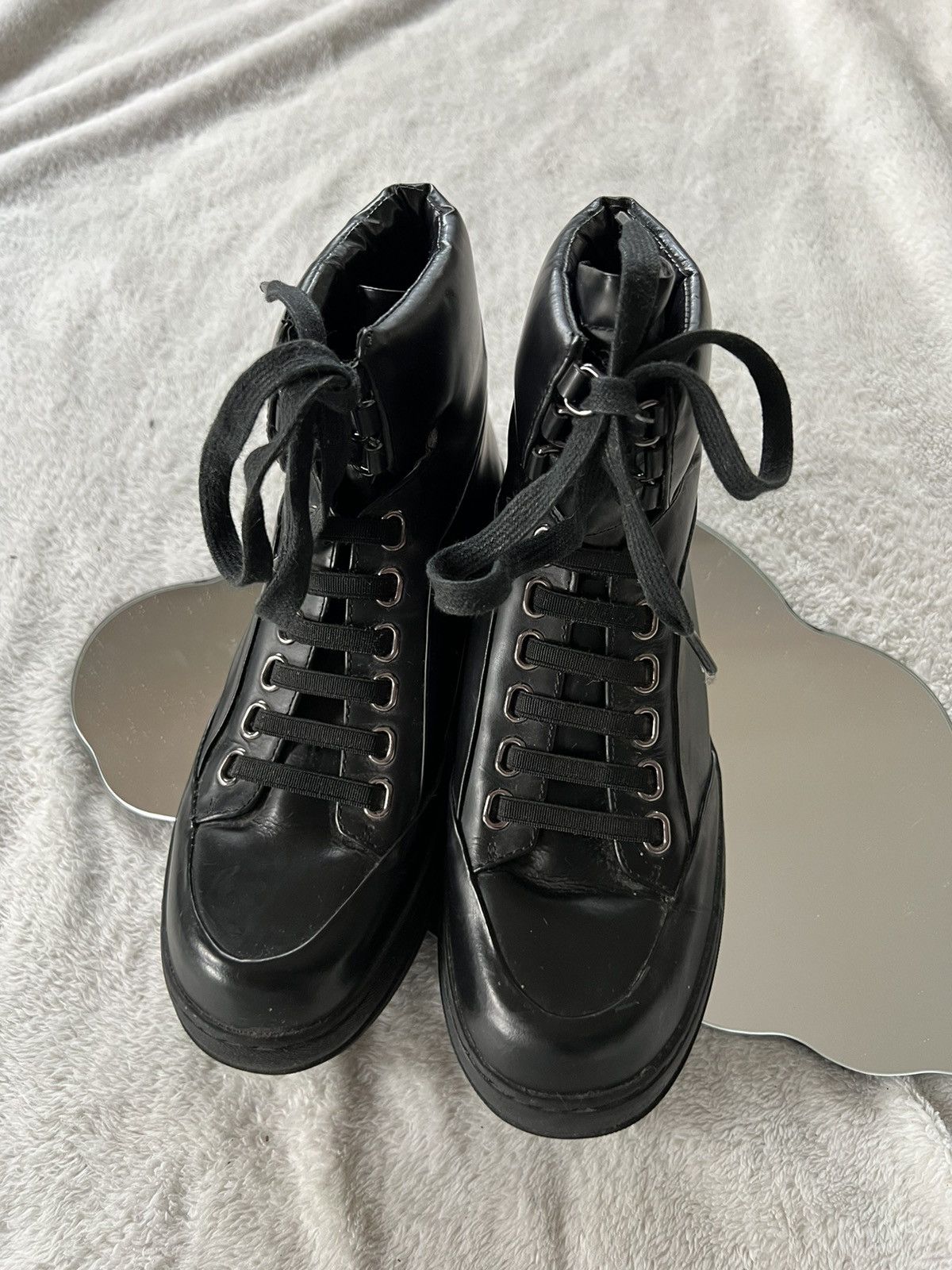 Jil Sander Jil Sander black leather hi tops boots winter autumn 37 Size US 6 / IT 36 - 1 Thumbnail