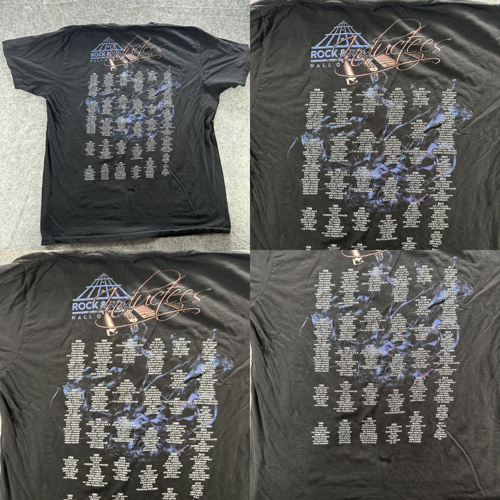 Vintage VINTAGE Rock & Roll Hall of Fame Inductees Shirt Mens 2XL Black Concert Band 90s Mens Size US XXL / EU 58 / 5 - 9 Thumbnail