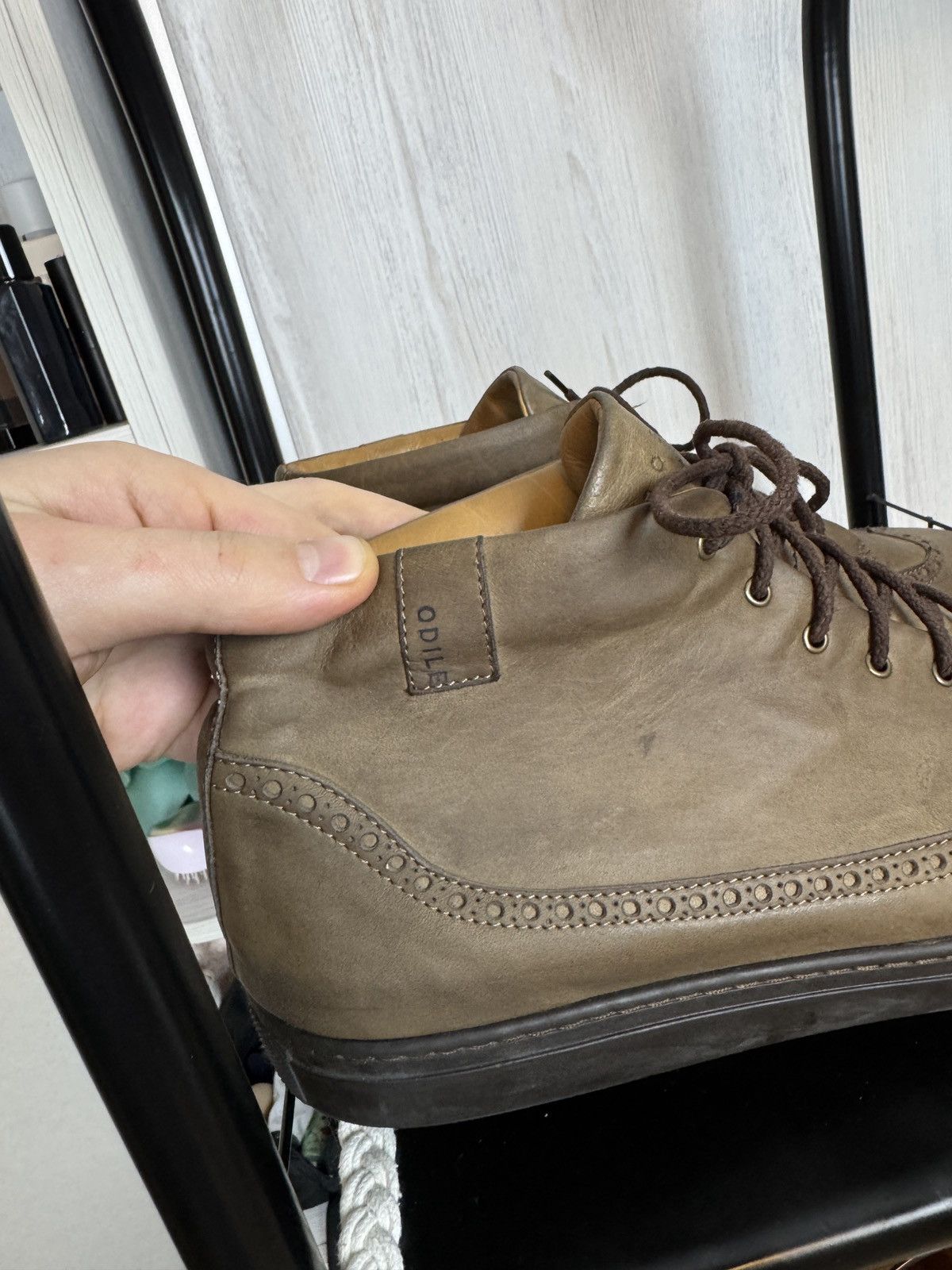 Other Rubirosa Odile Brown Grey high top leather brogue sneakers Size US 13 / EU 46 - 2 Thumbnail