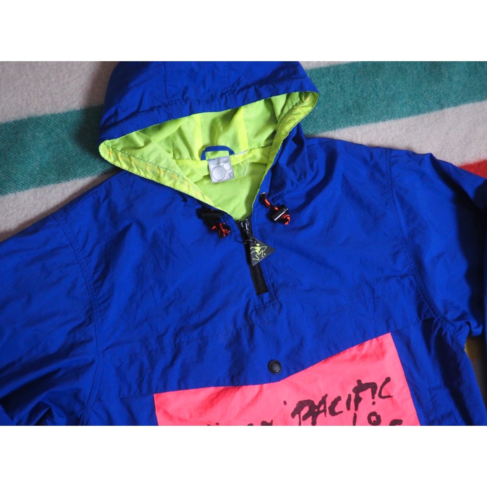 Ocean Pacific VTG Ocean Pacific OP Surf Blue Neon Nylon Anorak Windbreaker Jacket M - Vintage 80s 90s Logo Men's Windbreaker Style Lightweight Casual Jacket Size US M / EU 48-50 / 2 - 2 Thumbnail