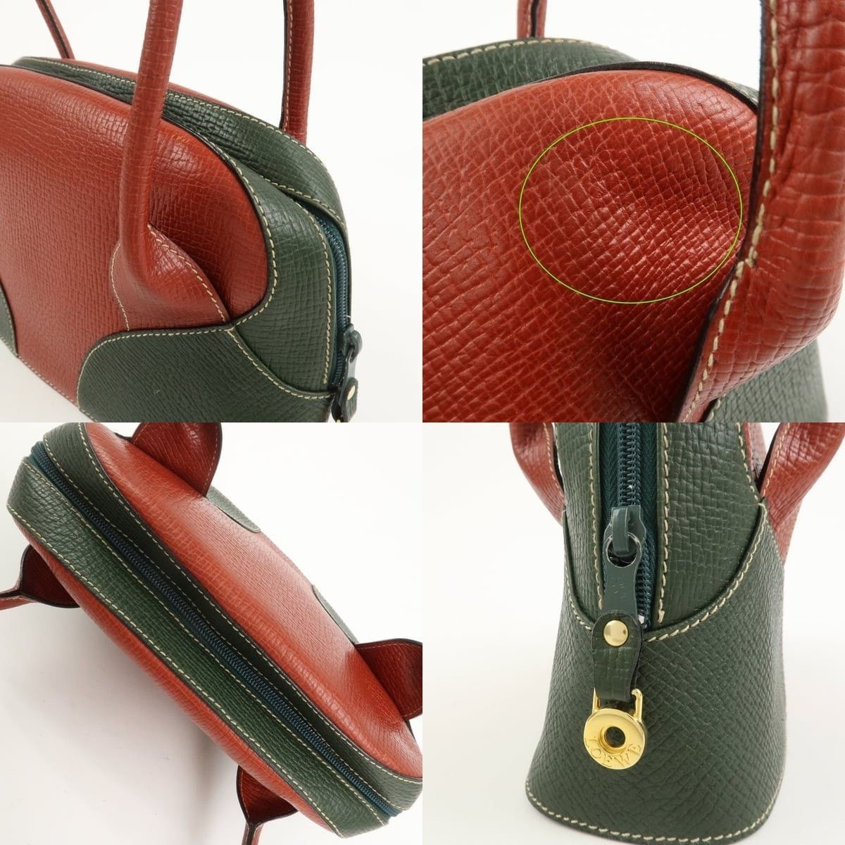 Loewe Loewe Embossed Leather Shoulder Bag Brown and Green Size ONE SIZE - 6 Thumbnail
