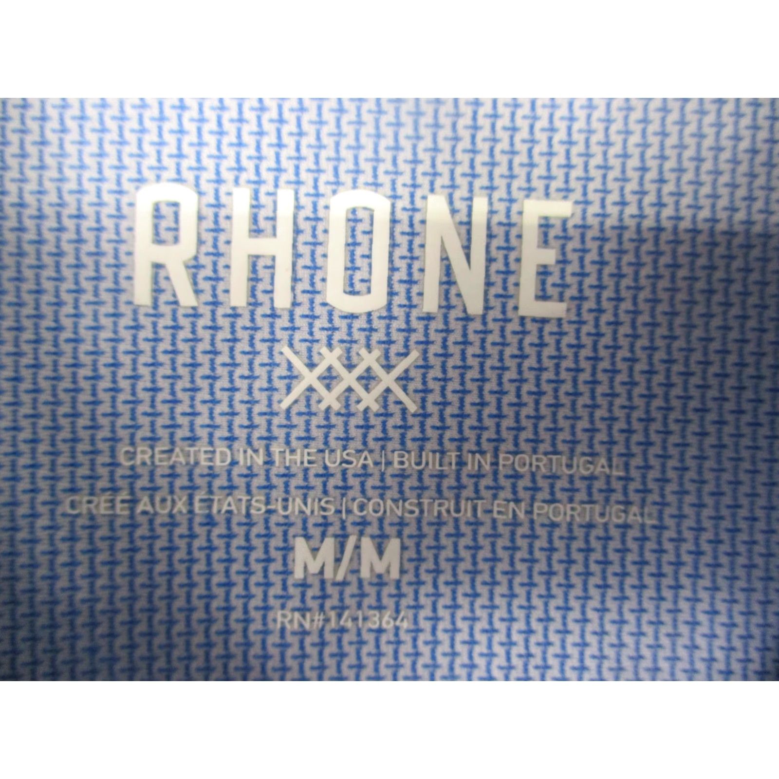 Rhone Rhone Mens Dress Shirt Long Sleeve Blue Geometric Stretch Portugal Size 40R - 4 Thumbnail