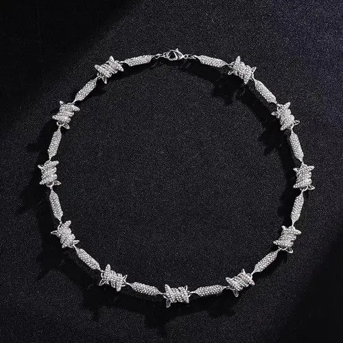 Jewelry 18" 18mm Barbed Wire Thorn Link Chain Choker Necklace🔥🔥🔥 Size ONE SIZE - 1 Thumbnail