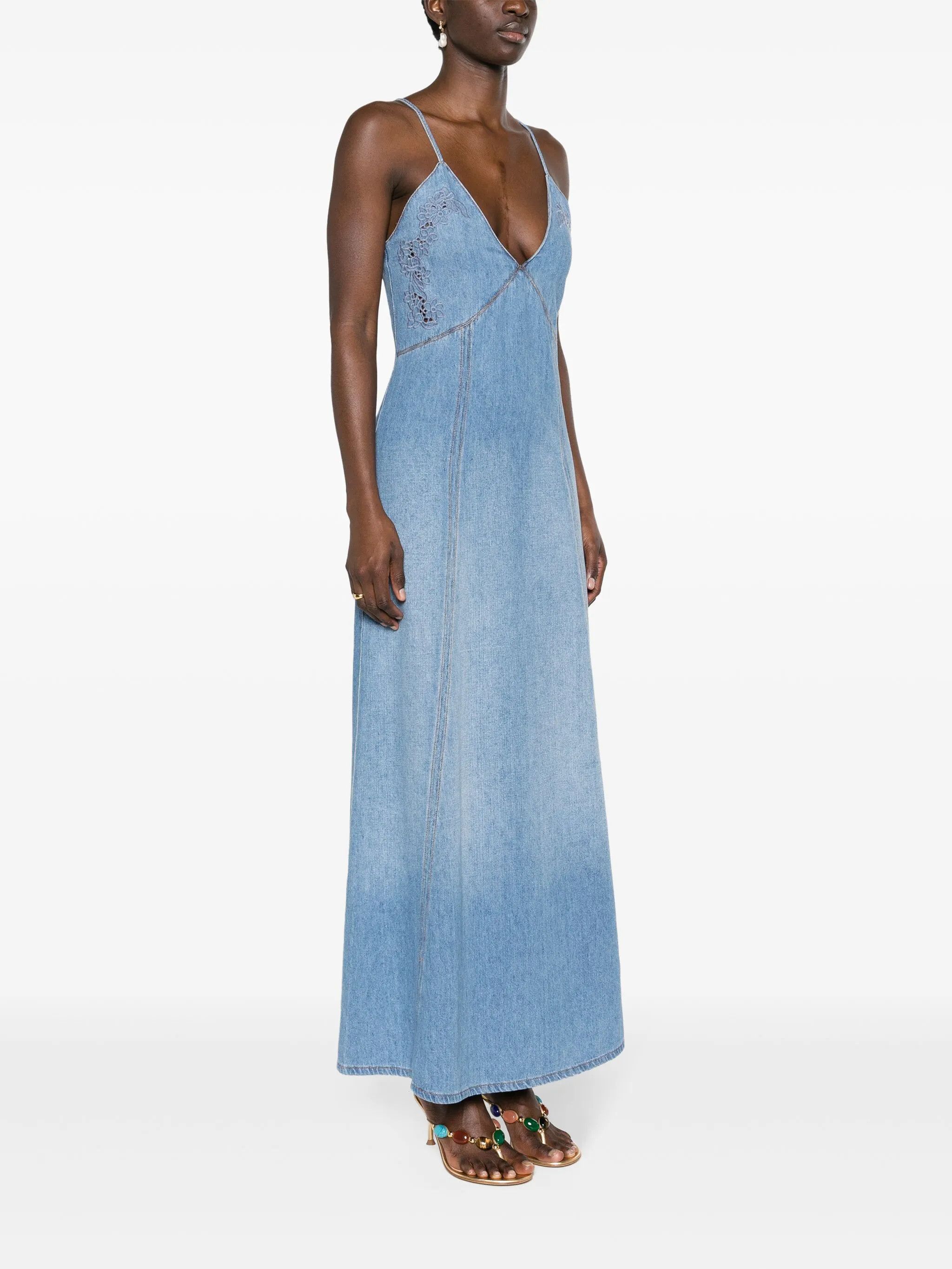 Chloe o1y0825 Denim Mini Dress in Blue Size M / US 6-8 / IT 42-44 - 3 Thumbnail