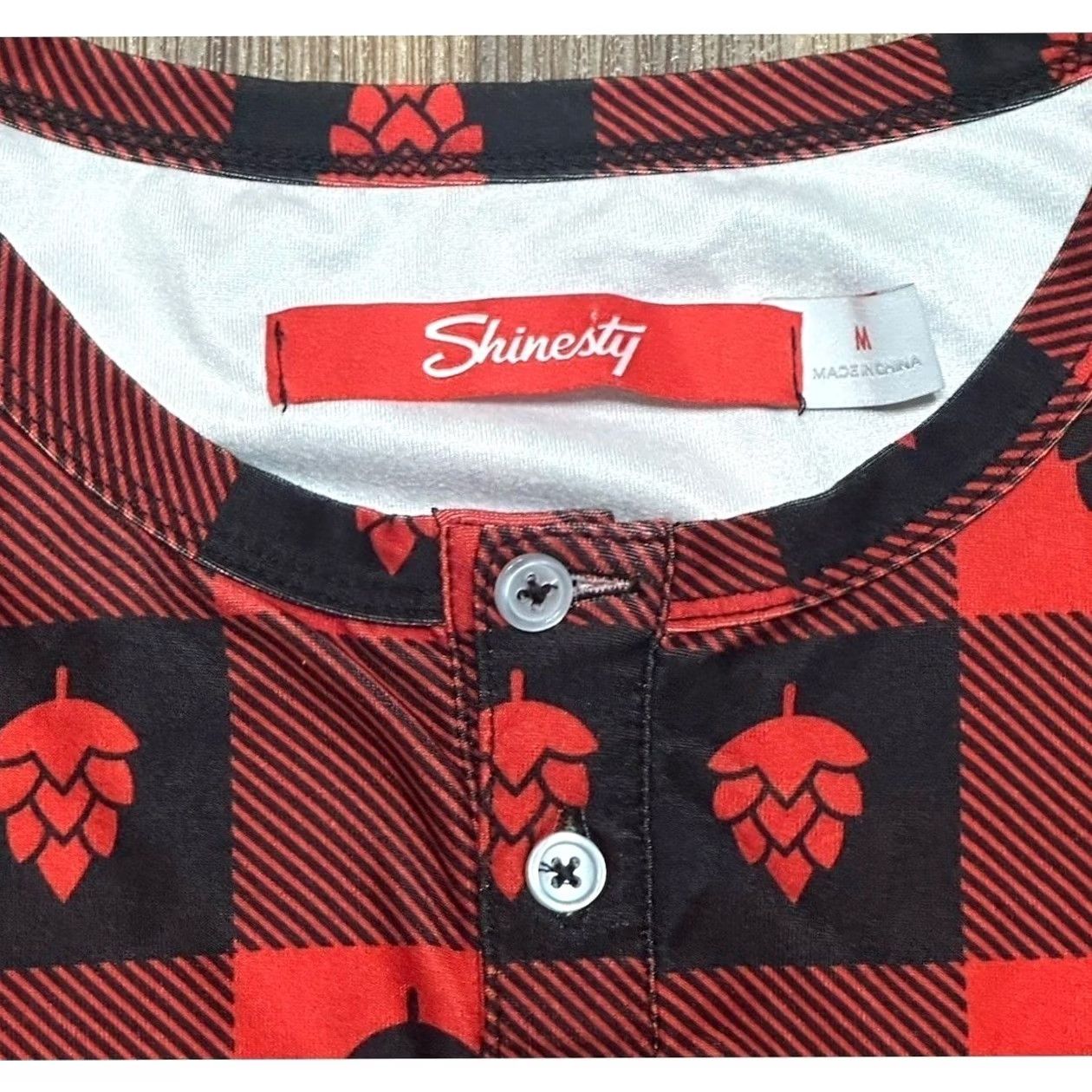 Vintage Shinesty Henley Pajama Sleep Shirt Long Sleeve Red/Black Sierra Nevada Sz M Mens Size US M / EU 48-50 / 2 - 4 Thumbnail