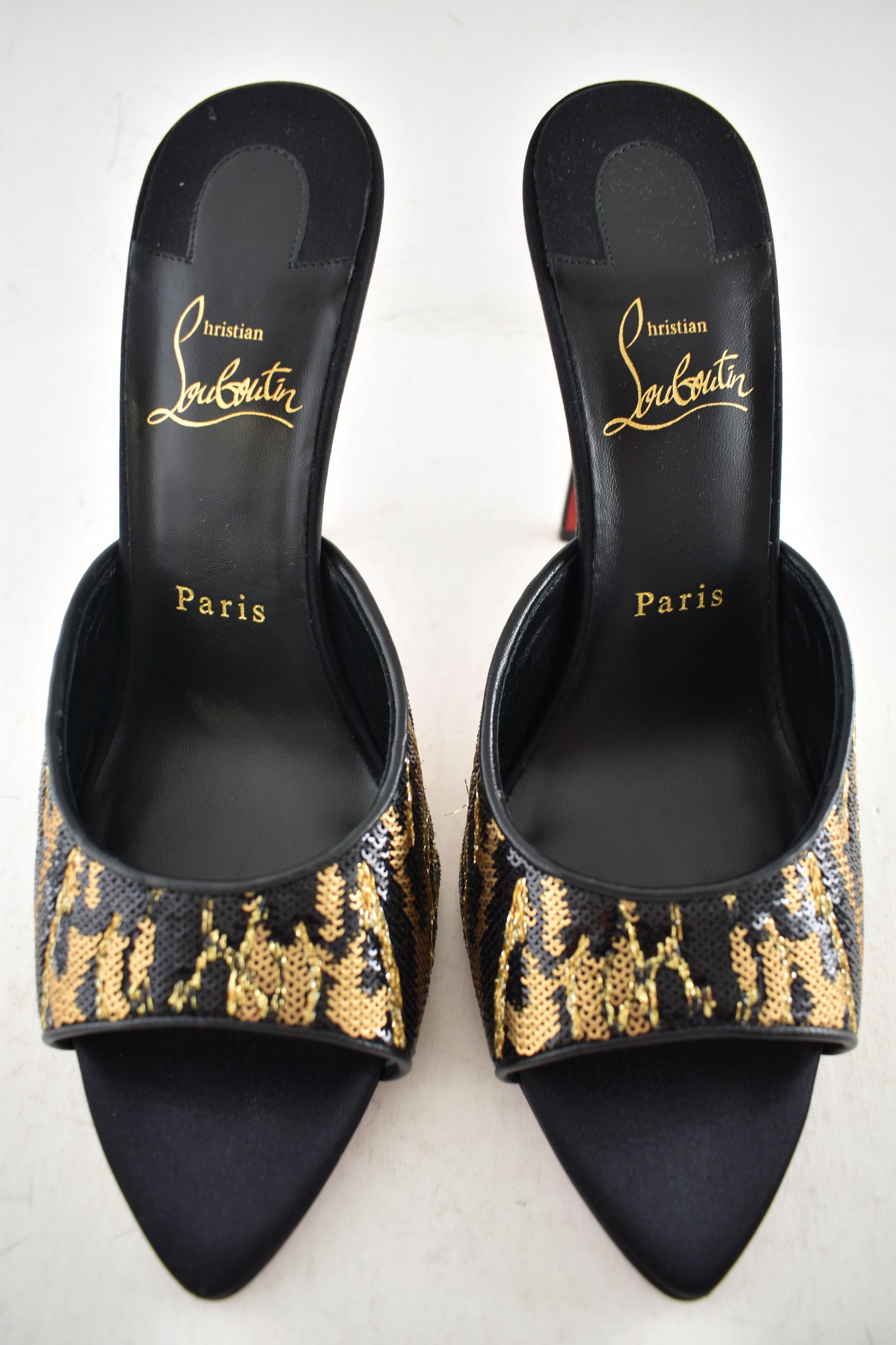 Christian Louboutin Miss Z Mule Ocelot 100 Black Backless Sandal Heel Pump 38 Size US 8 / IT 38 - 11 Thumbnail