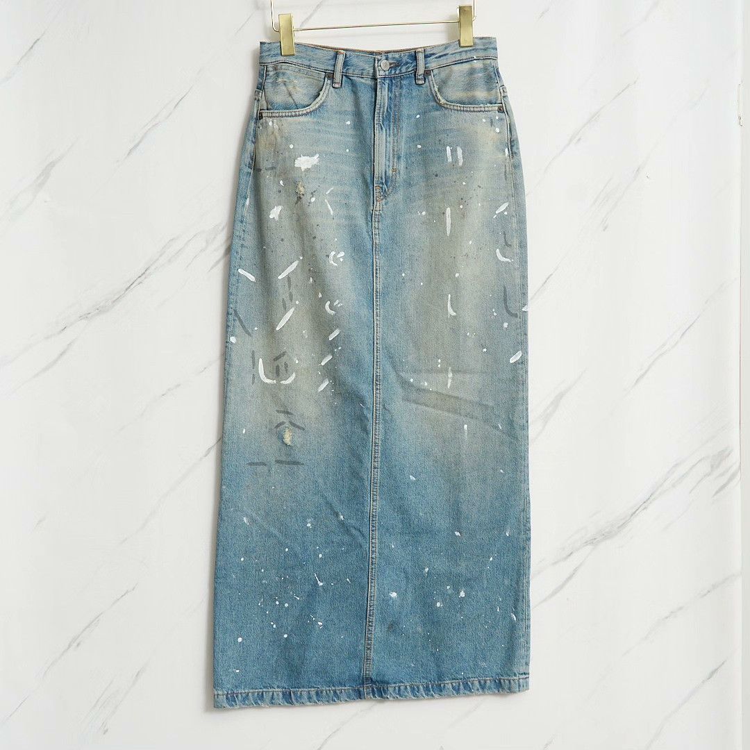 Acne Studios Acne Studios Women's Graffiti Distressed Denim Skirt Size 36" / US 14 / IT 50 - 1 Thumbnail