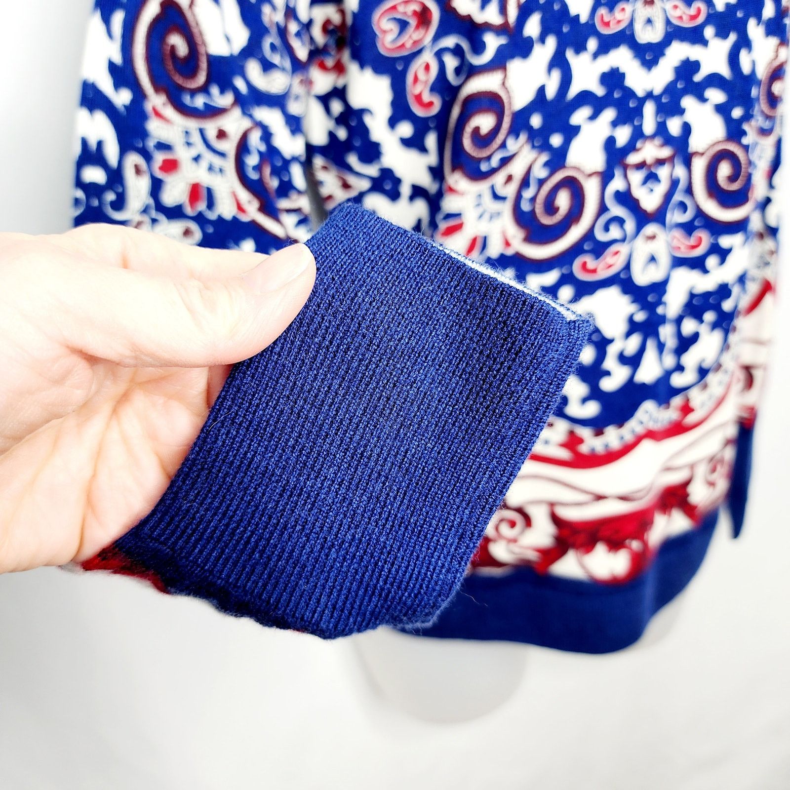 Other Talbots Pure Merino Wool Blue & Red Paisley Sweater XS NEW Size XS / US 0-2 / IT 36-38 - 8 Thumbnail